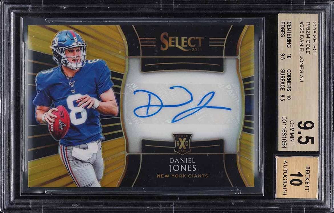 2018 Select '19 XRC Gold Prizm Daniel Jones ROOKIE AUTO /10 #325 BGS 9.5 GEM