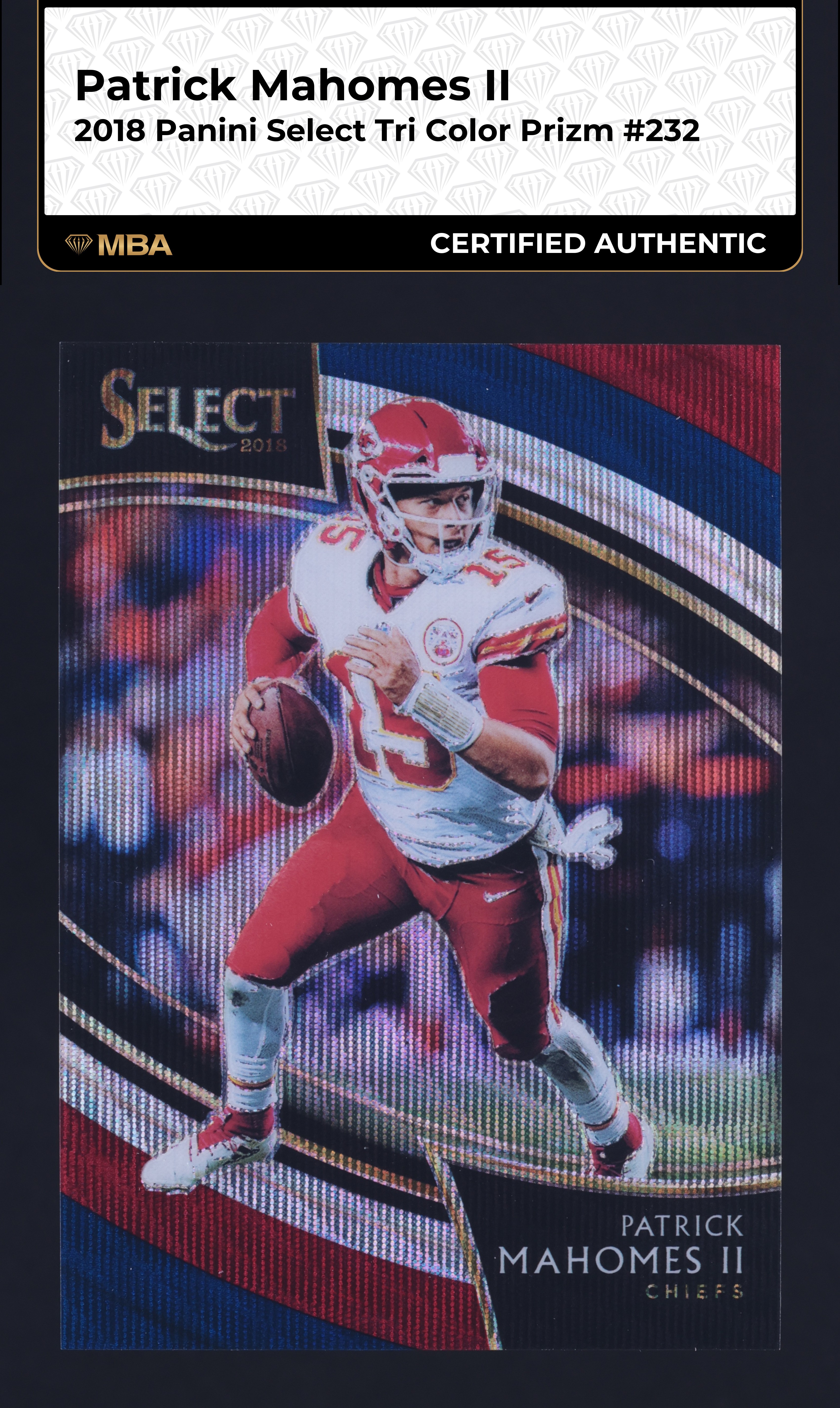 2018 Select Field Level Tri-Color Prizm Patrick Mahomes II /99 #232 MBA AUTH