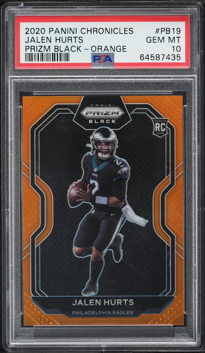2020 Panini Chronicles Prizm Black Orange Jalen Hurts ROOKIE /75  #PB-19 PSA 10