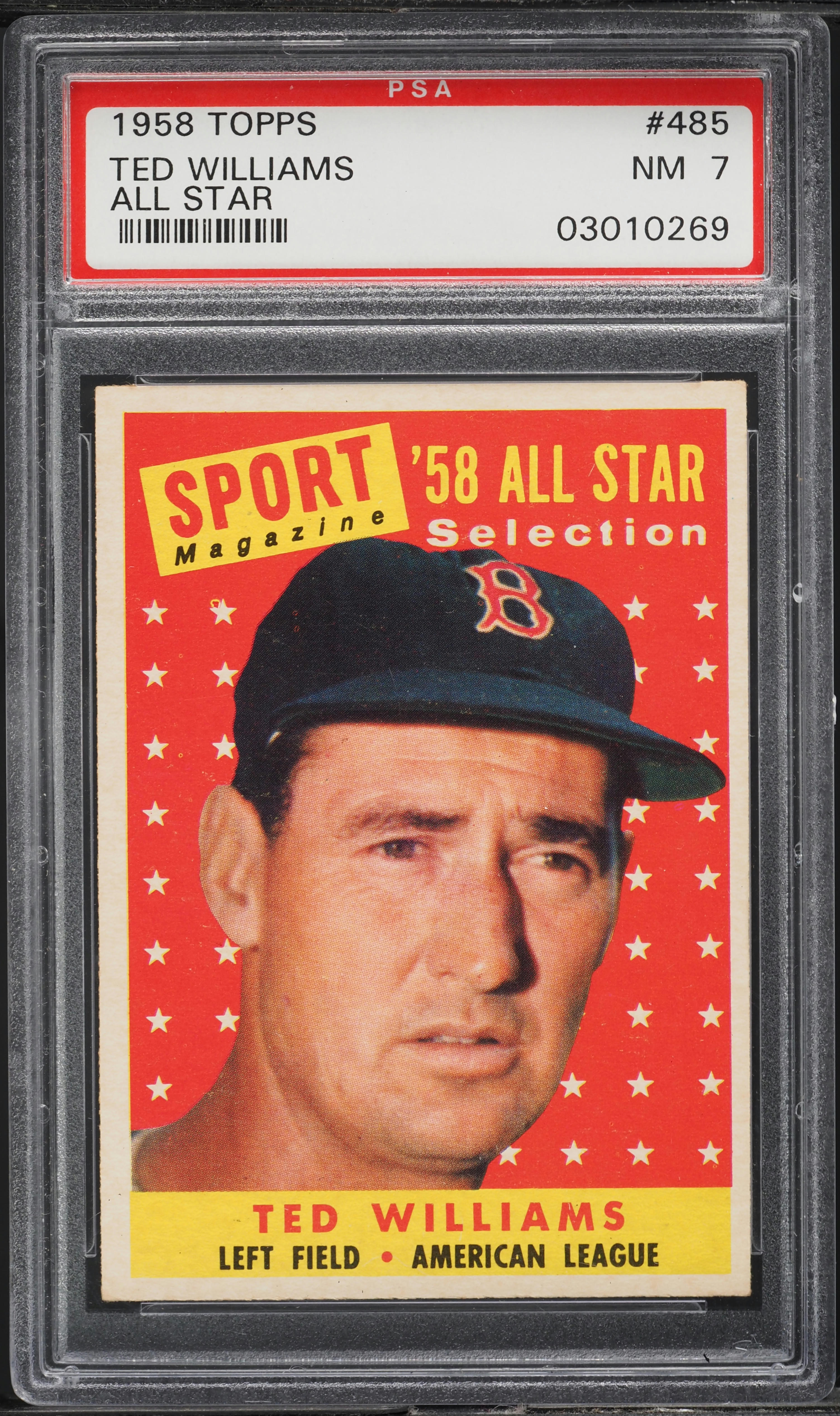 1958 Topps Ted Williams ALL STAR #485 PSA 7 NRMT