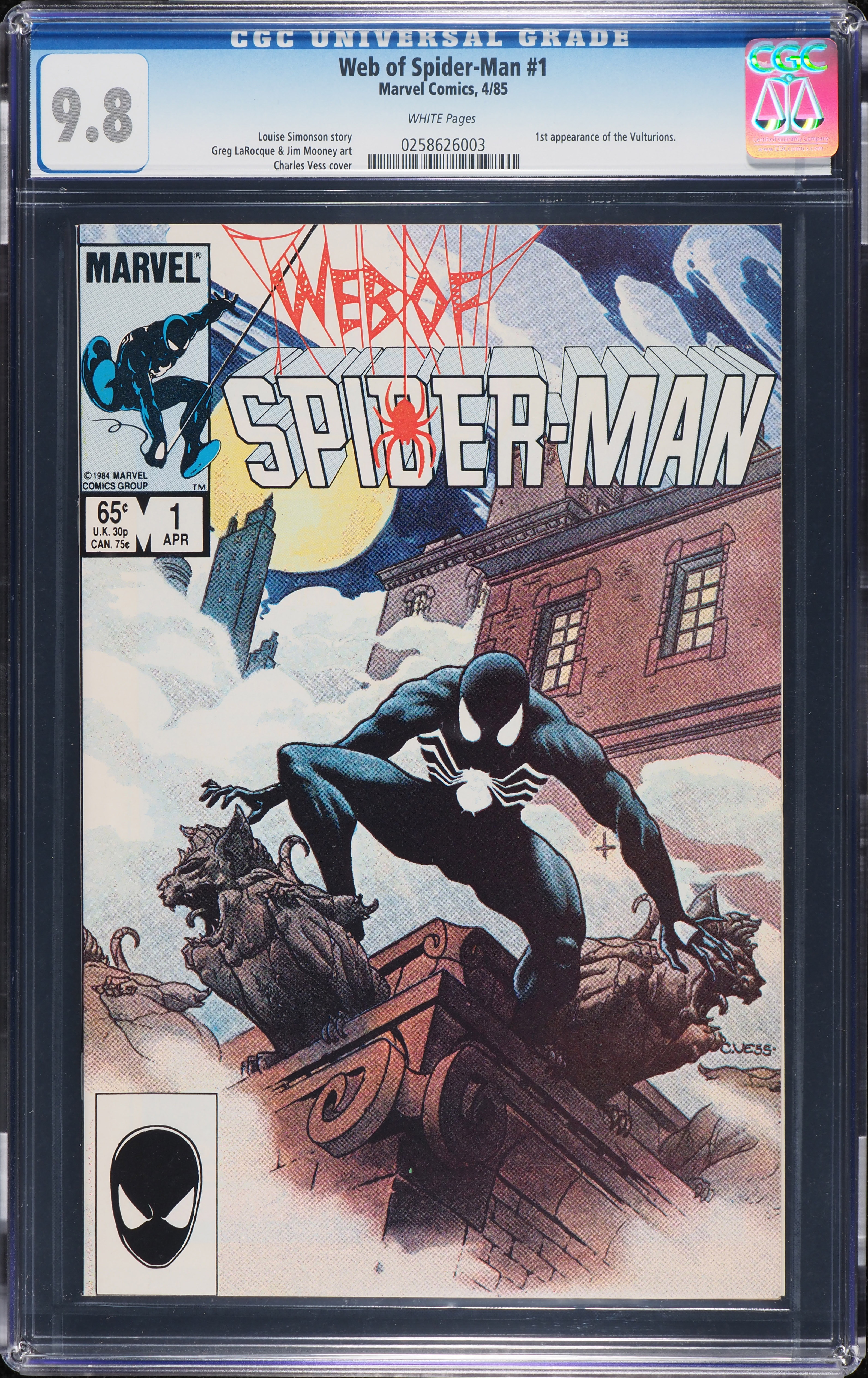 Web Of Spider-Man #1 (Marvel, 1985) CGC 9.8 white pages. - Front