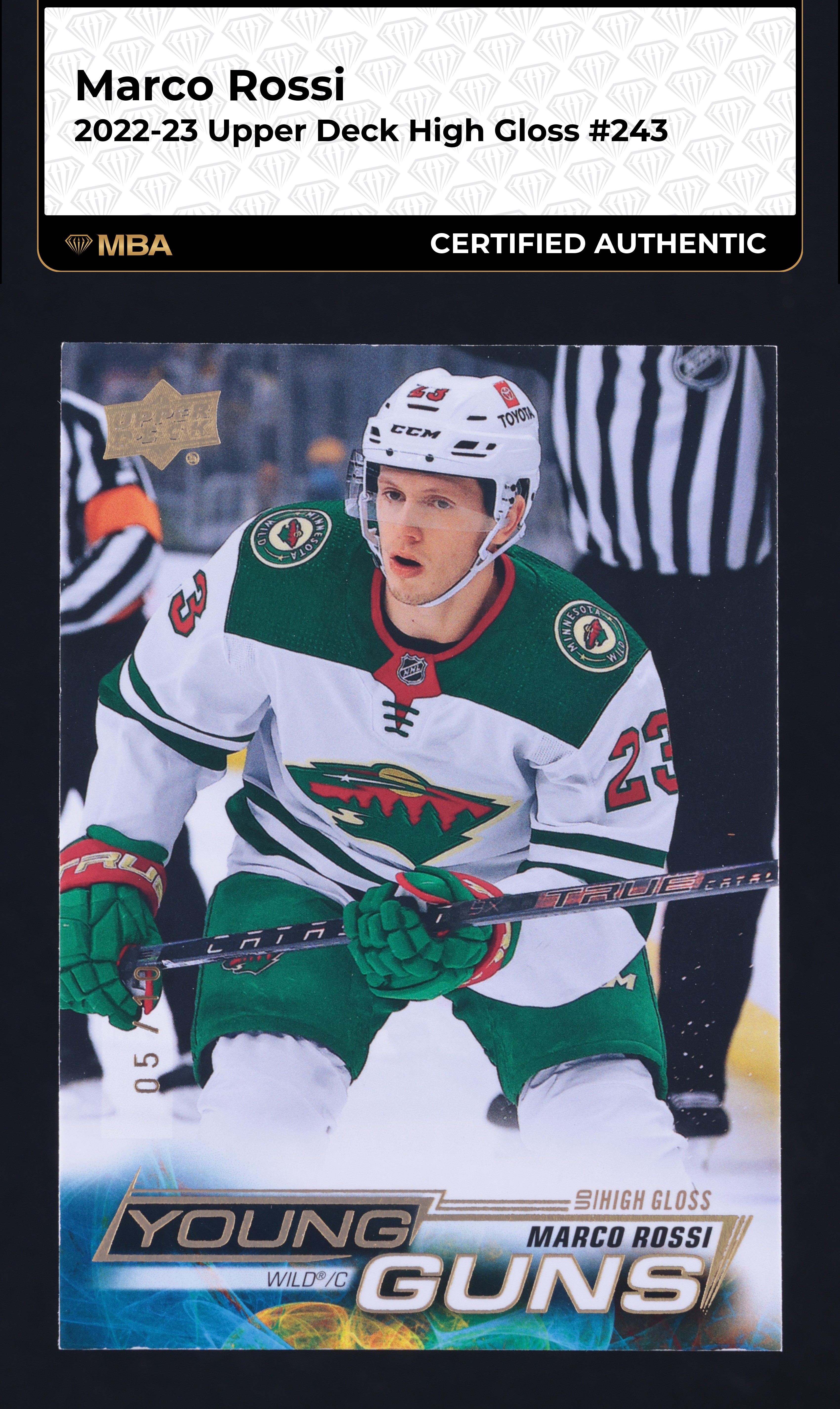 2022 Upper Deck High Gloss Young Guns Marco Rossi ROOKIE /10 #243 MBA AUTH