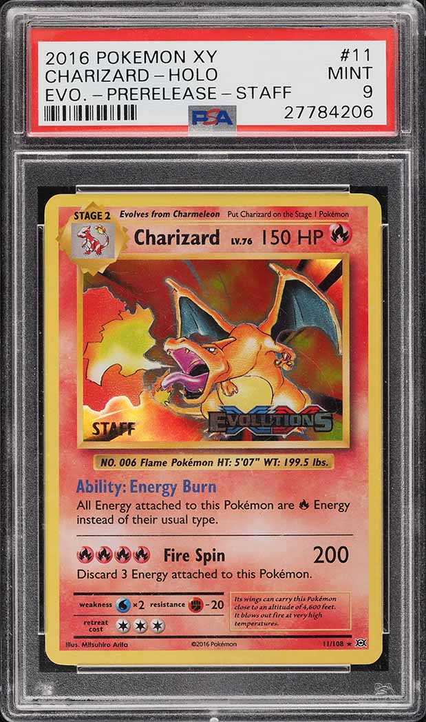 2016 Pokemon XY Evolutions Prerelease Staff Holo Charizard #11 PSA 9 MINT