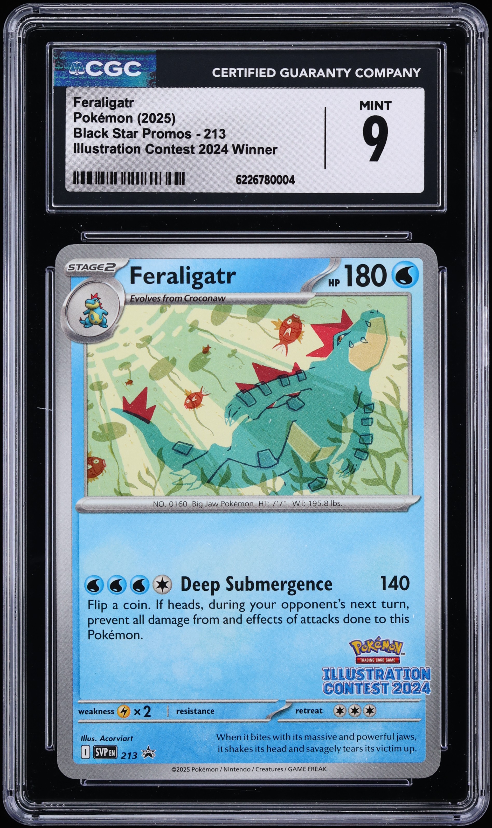 2025 Pokemon Scarlet & Violet Promo Illustration Contest '24 Winner Feraligatr #213 CGC 9 MINT