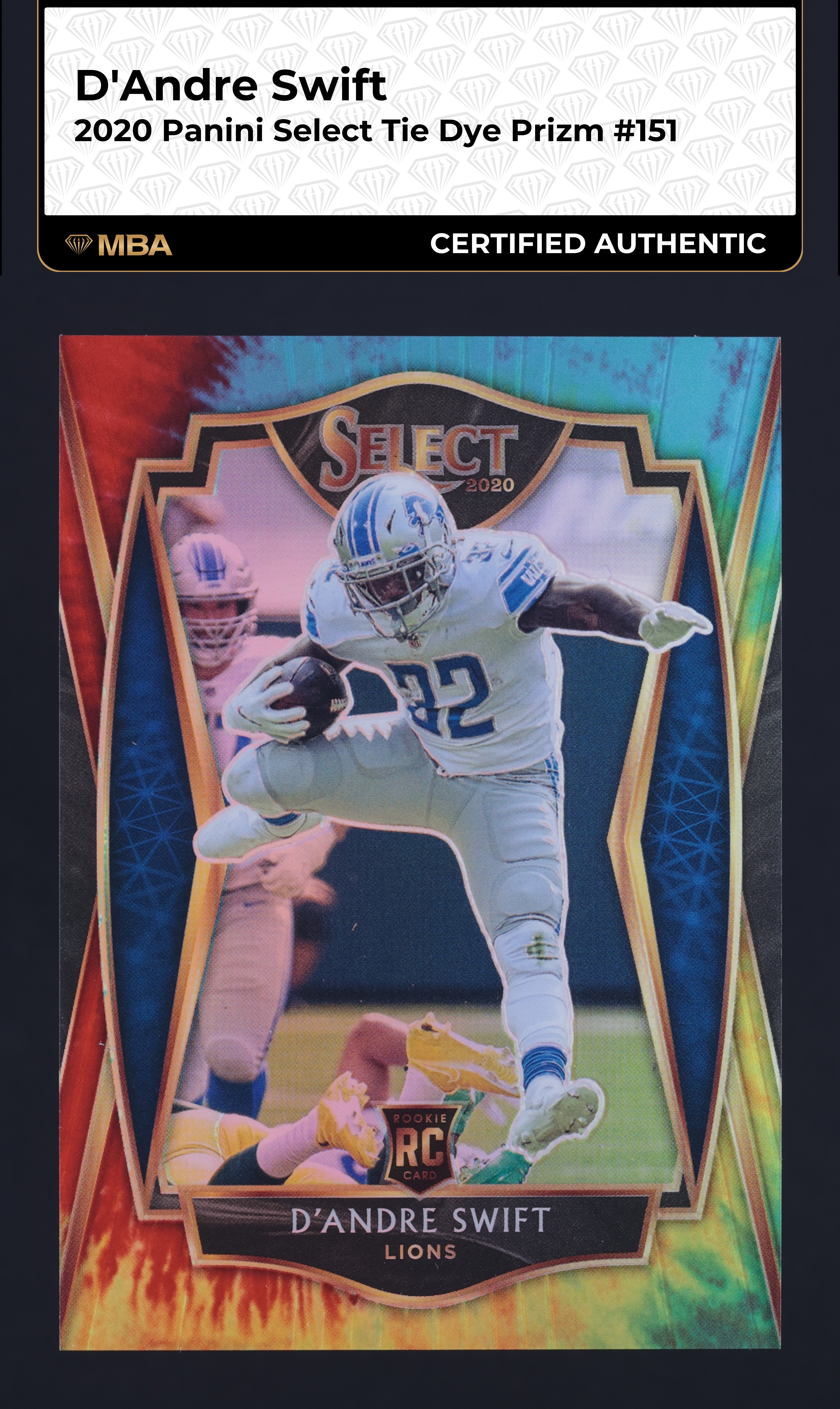 2020 Select Premier Level Tie-Dye Prizm D'Andre Swift ROOKIE /25 #151 MBA AUTH