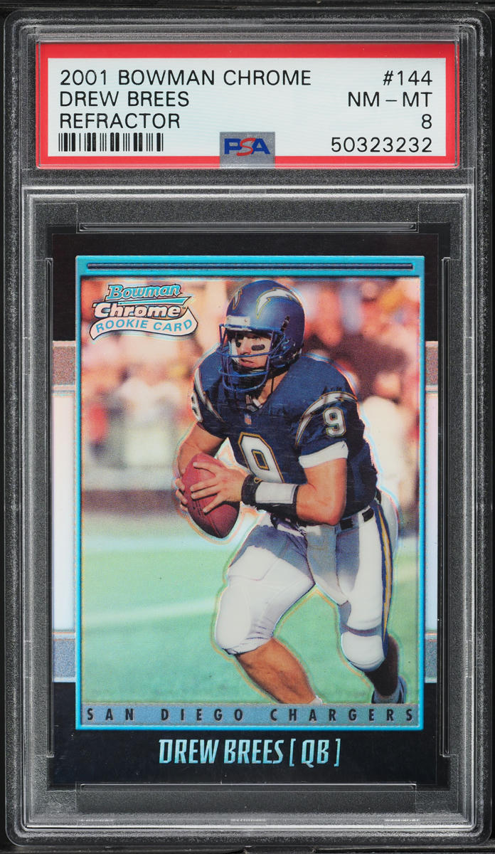2001 Bowman Chrome Refractor Drew Brees ROOKIE /1999 #144 PSA 8 NM-MT