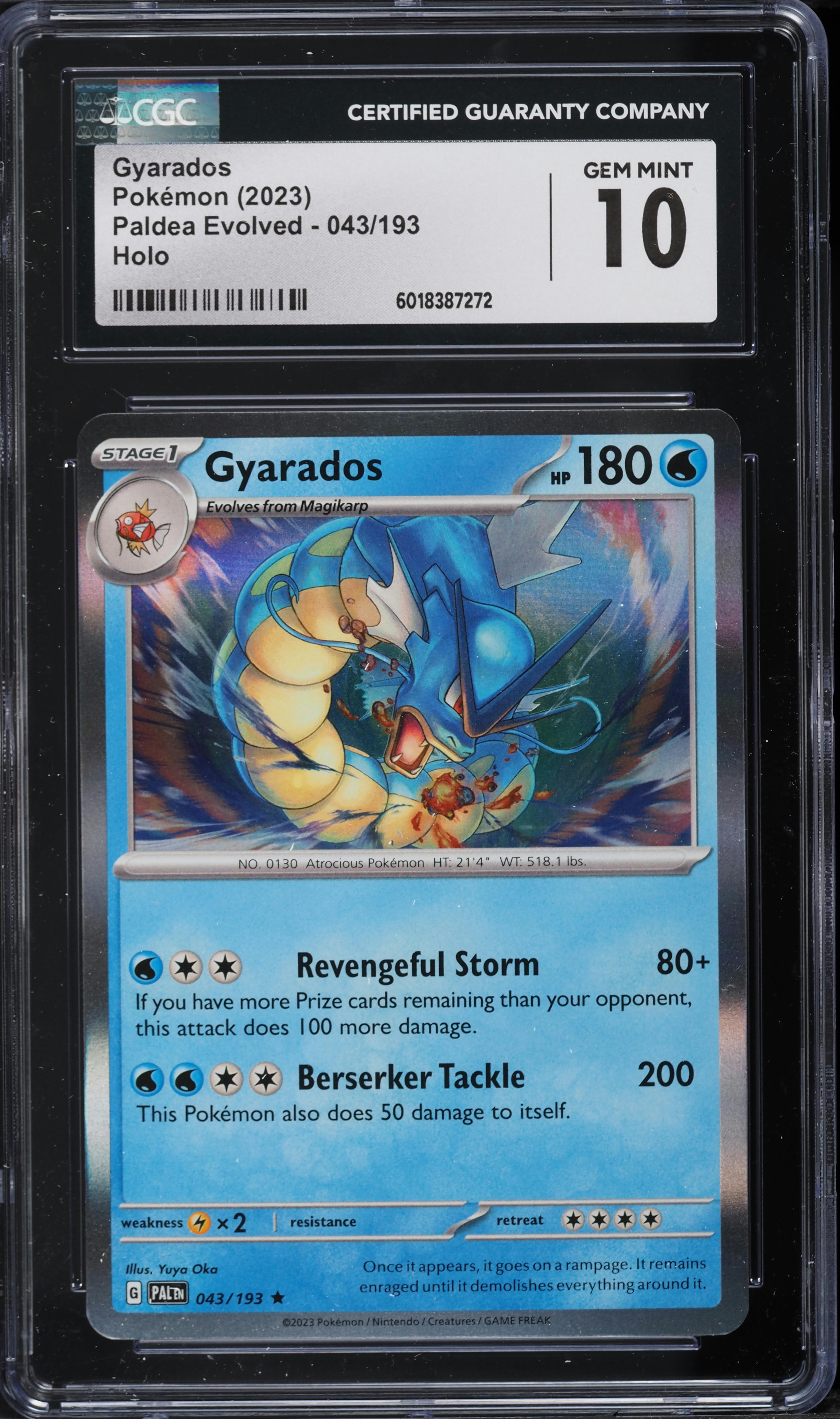 2023 Pokemon SV Paldea Evolved Holo Gyarados #043 CGC 10 GEM MINT