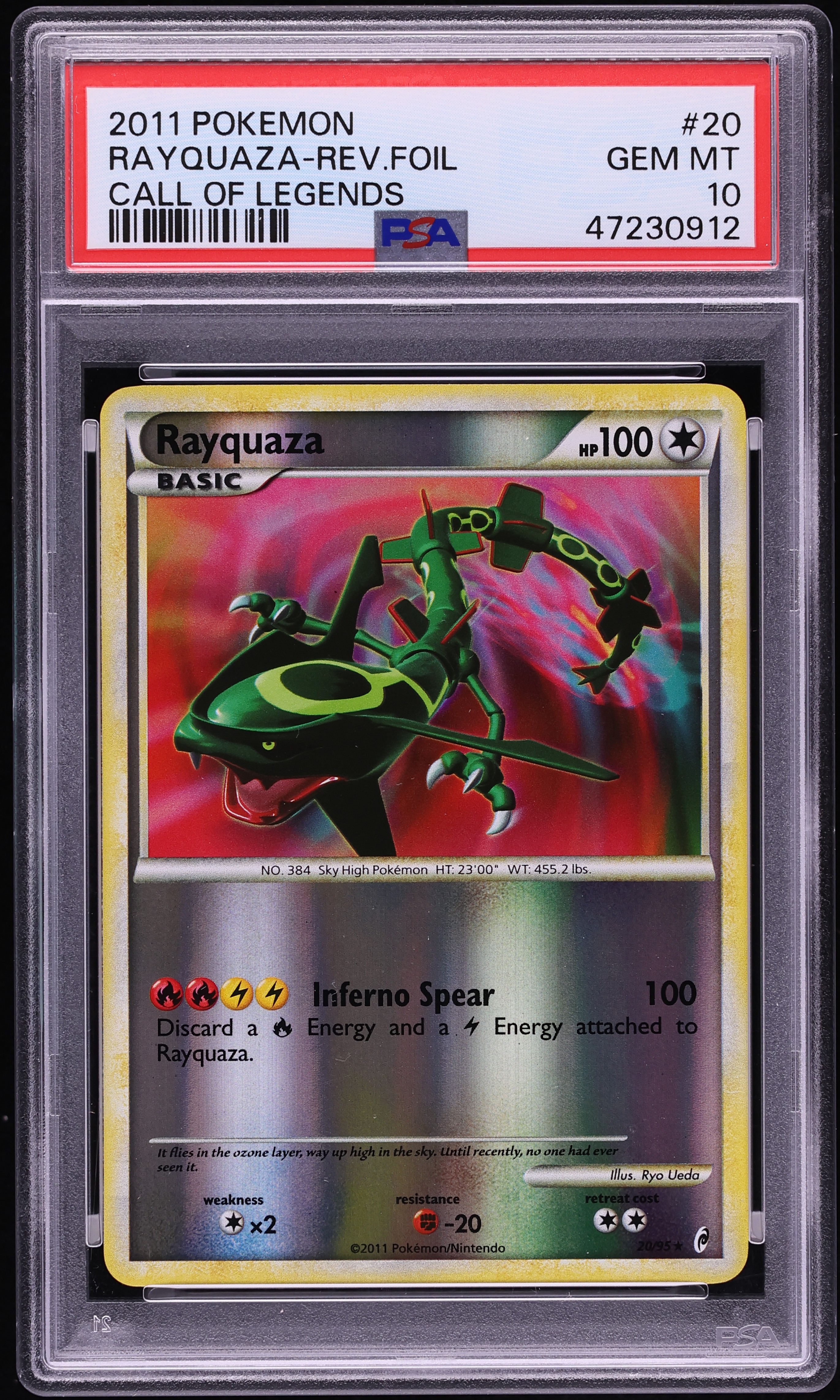 2011 Pokemon Call Of Legends Reverse Holo Rayquaza #20 PSA 10 GEM MINT