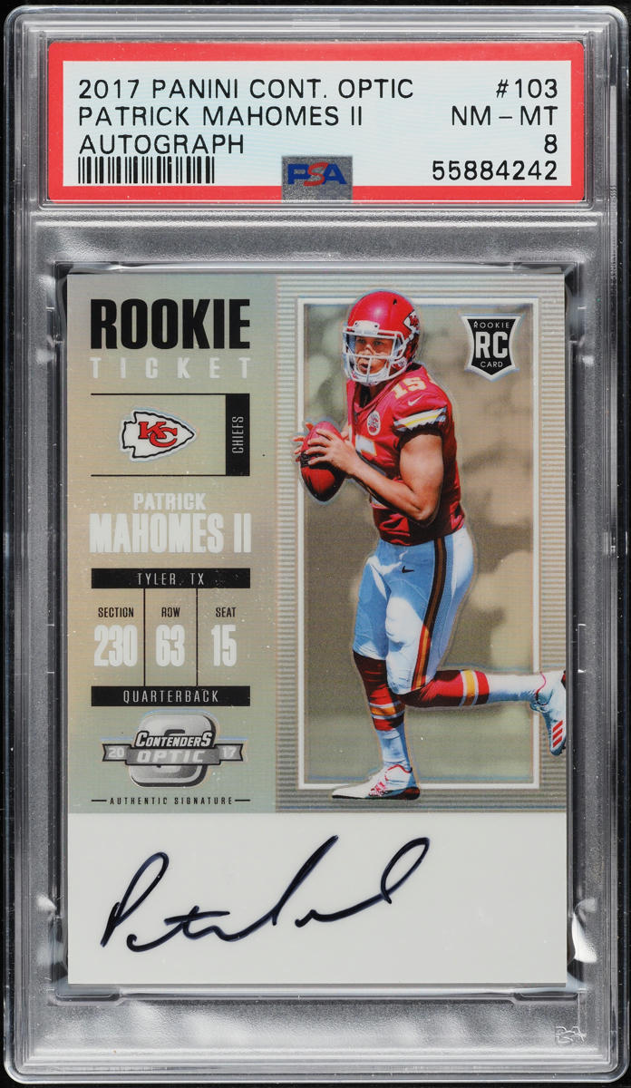 2017 Panini Contenders Optic Patrick Mahomes II ROOKIE AUTO #103 PSA 8 NM-MT