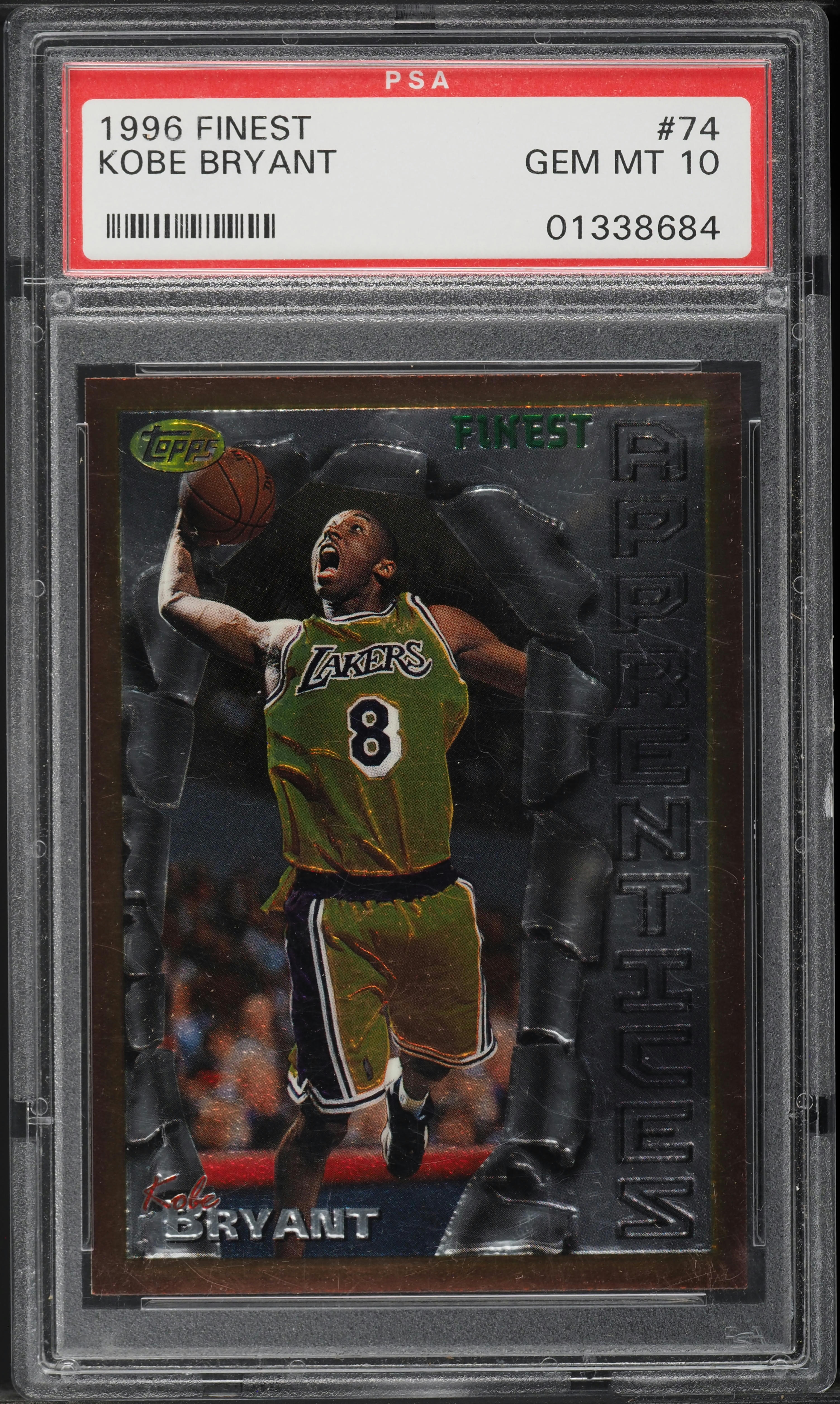 1996 Finest w/ Coating Kobe Bryant ROOKIE #74 PSA 10 GEM MINT