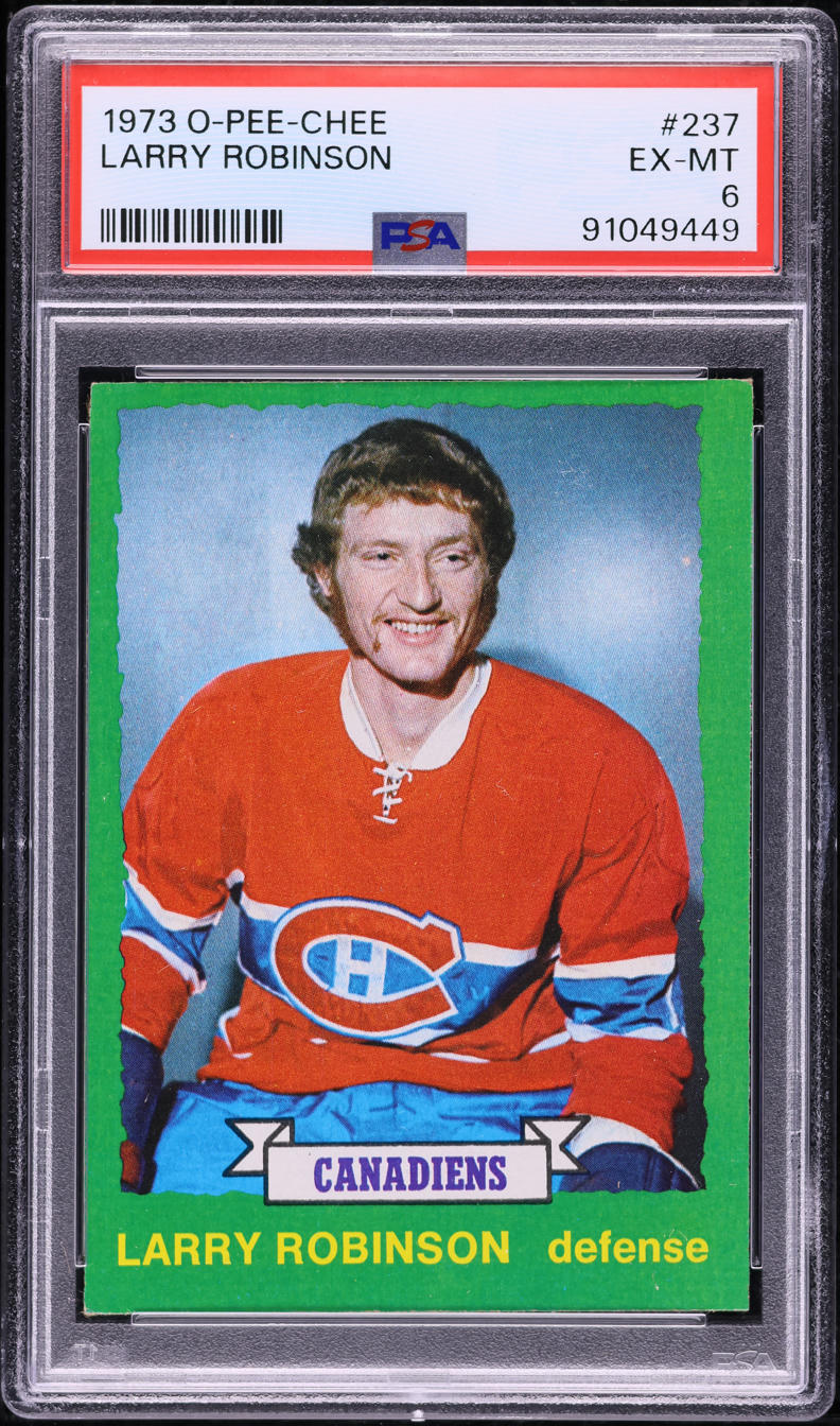 1973 O-Pee-Chee Hockey Larry Robinson ROOKIE #237 PSA 6 EXMT