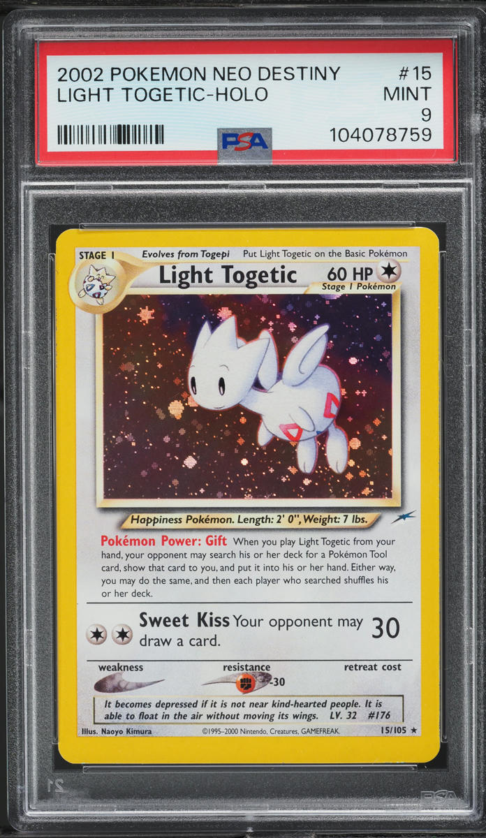 2002 Pokemon Neo Destiny Holo Light Togetic #15 PSA 9 MINT