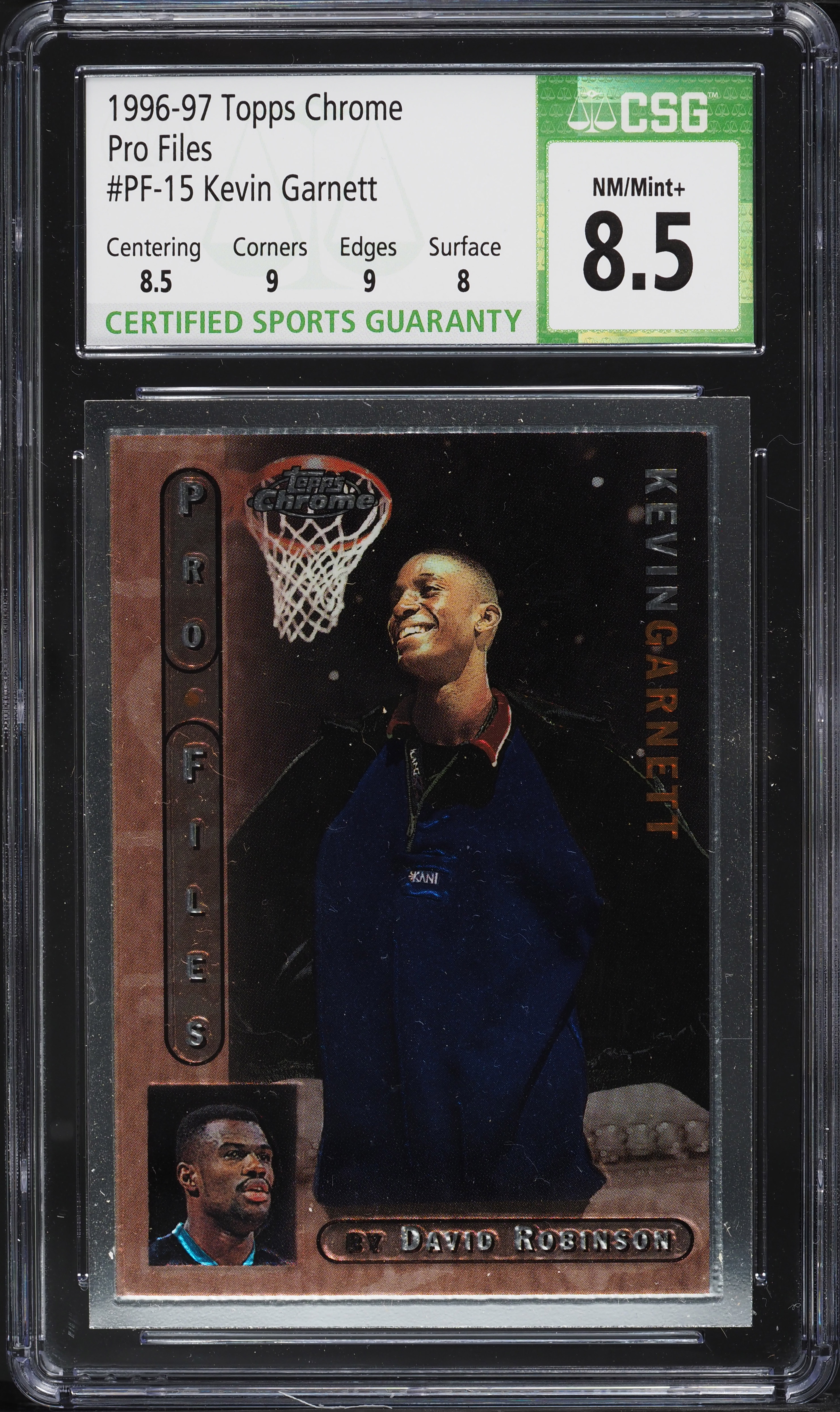 1996 Topps Chrome Pro Files Kevin Garnett #PF-15 CSG 8.5 NM-MT+
