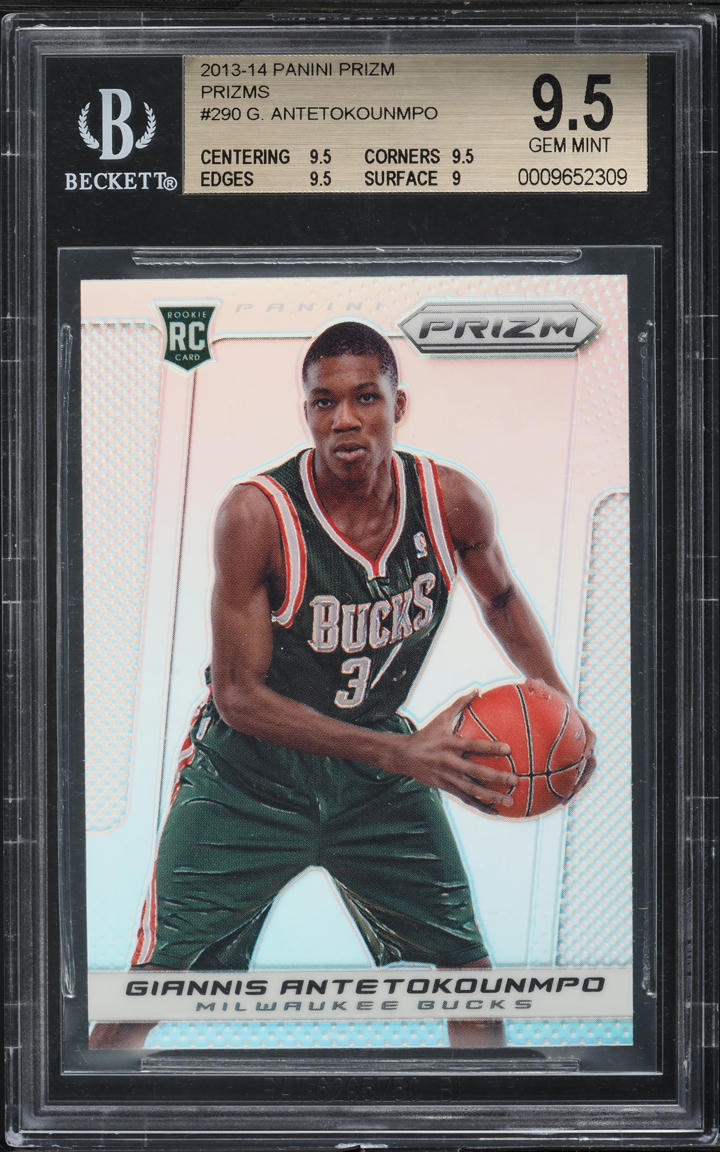 2013 Panini Prizm Silver Giannis Antetokounmpo ROOKIE #290 BGS 9.5 GEM MINT
