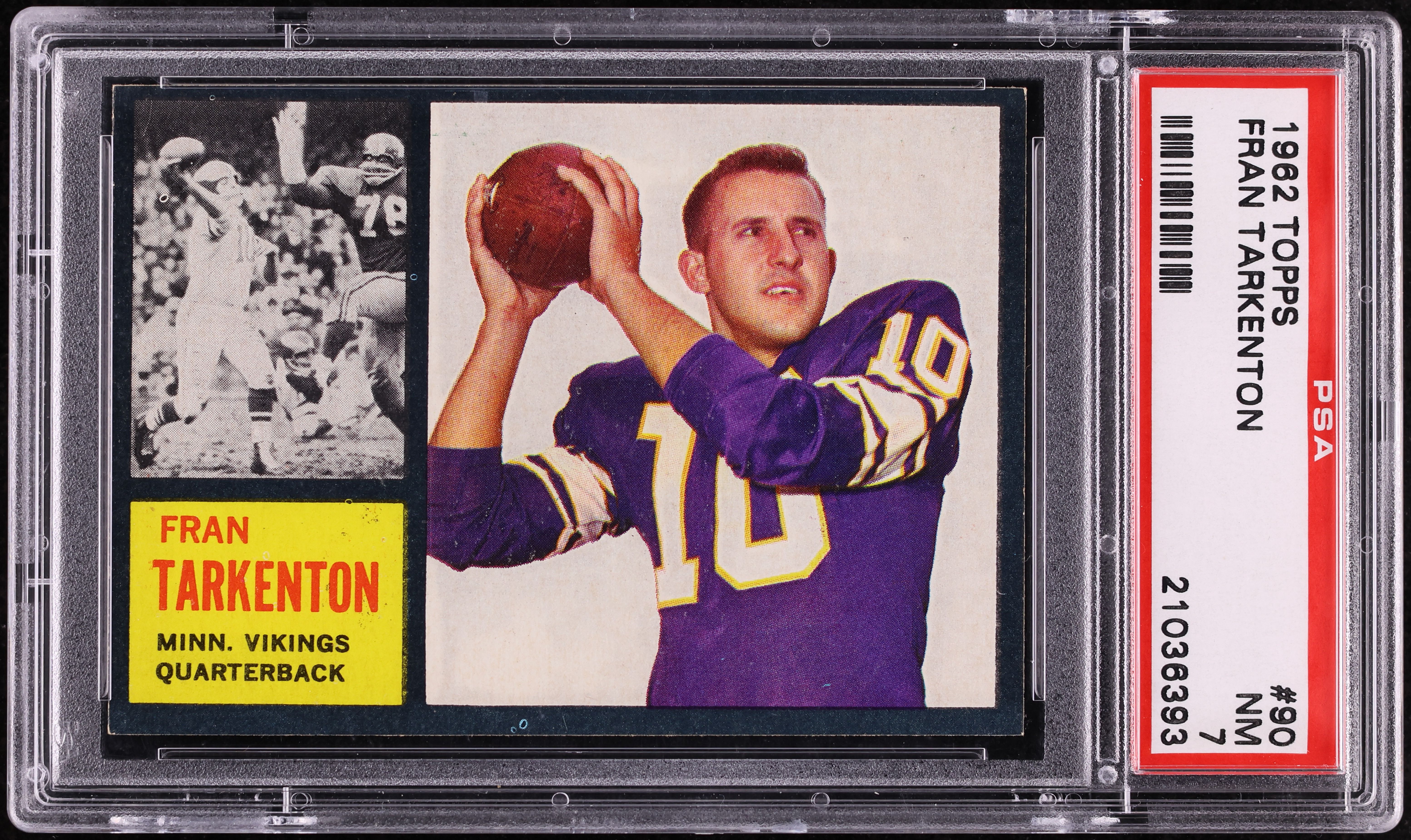 1962 Topps Football Fran Tarkenton ROOKIE #90 PSA 7 NRMT