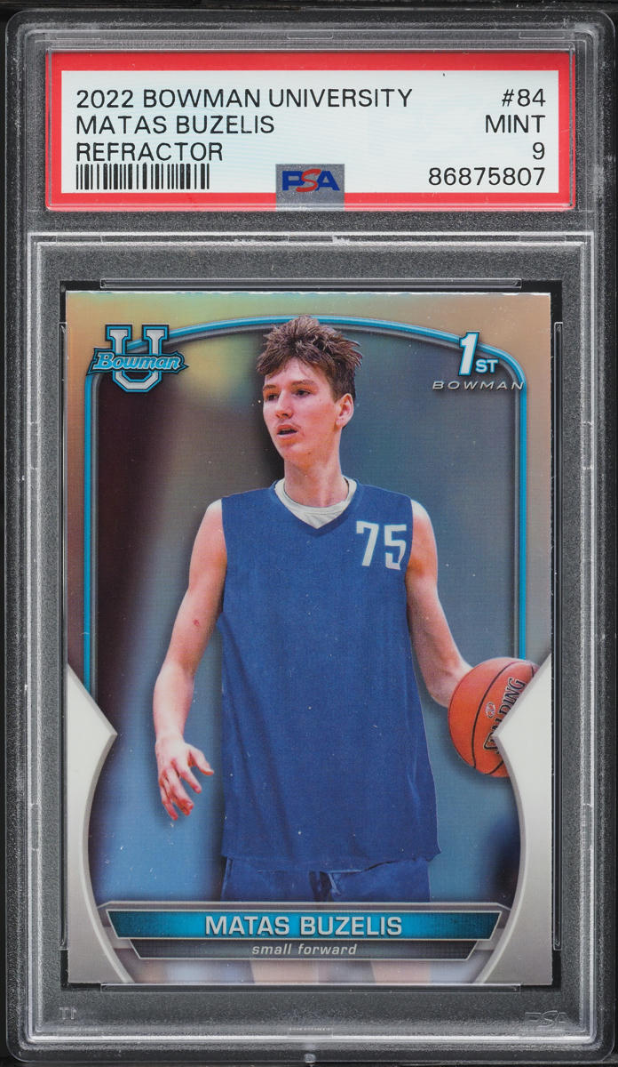 2022 Bowman Chrome University Refractor Matas Buzelis ROOKIE #84 PSA 9 MINT