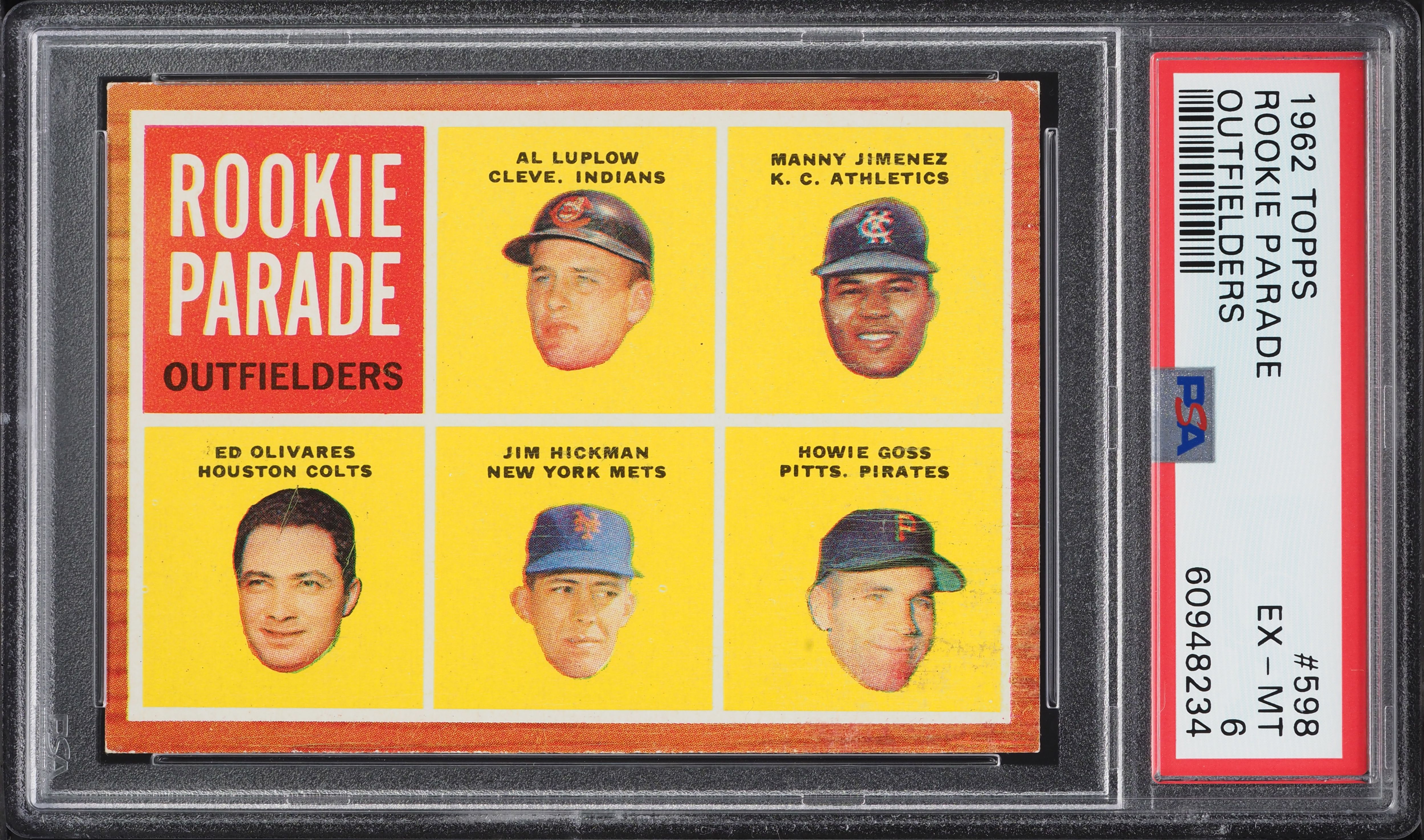 1962 Topps Jim Hickman ROOKIE #598 PSA 6 EXMT