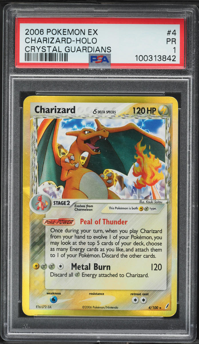 2006 Pokemon EX Crystal Guardians Holo Charizard #4 PSA 1 PR