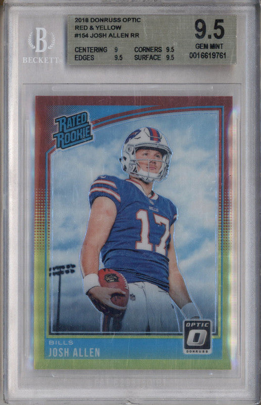2018 Donruss Optic Red and Yellow #154 Josh Allen RC Rookie BGS 9.5