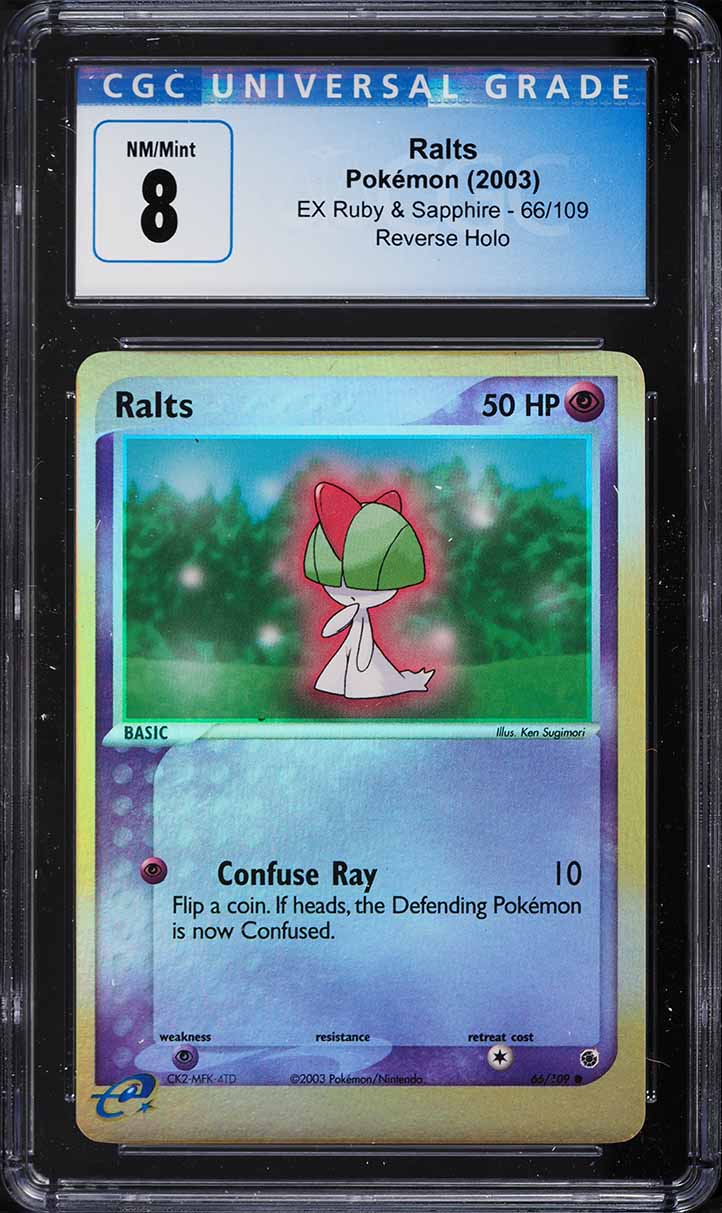 2003 Pokemon EX Ruby & Sapphire Reverse Holo Ralts #66 CGC 8 NM-MT