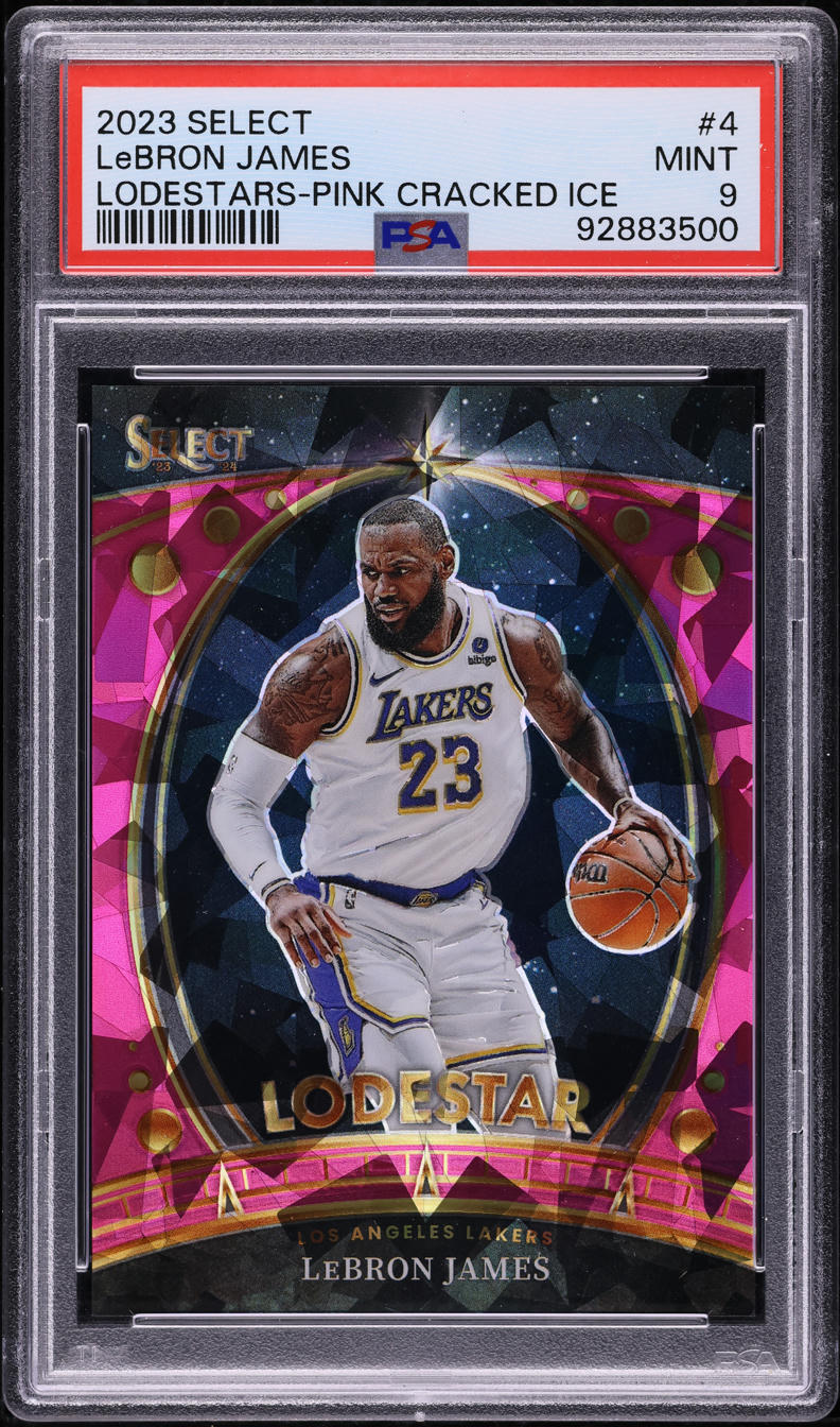 2023 Select Lodestars Pink Cracked Ice LeBron James /99 #4 PSA 9 MINT
