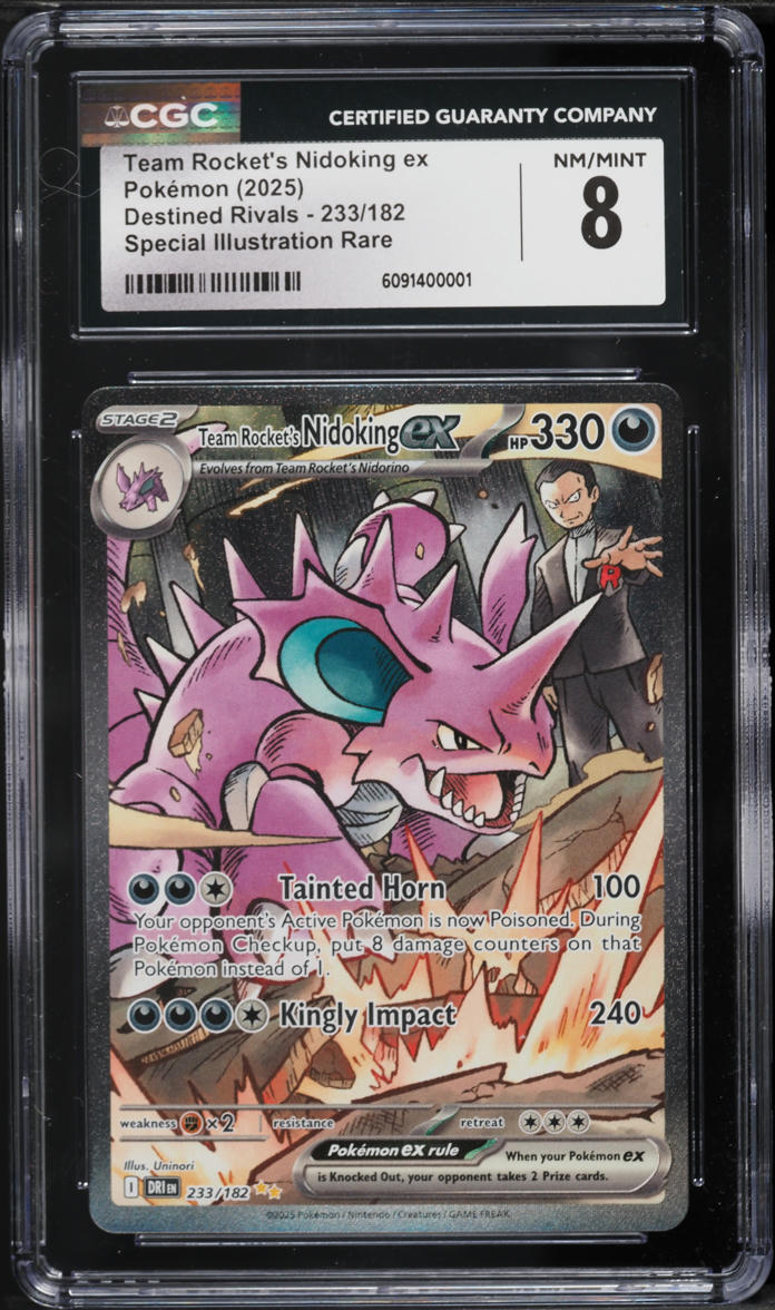 2025 Pokemon SV Destined Rivals SIR Team Rocket's Nidoking ex #233 CGC 8 NM-MT