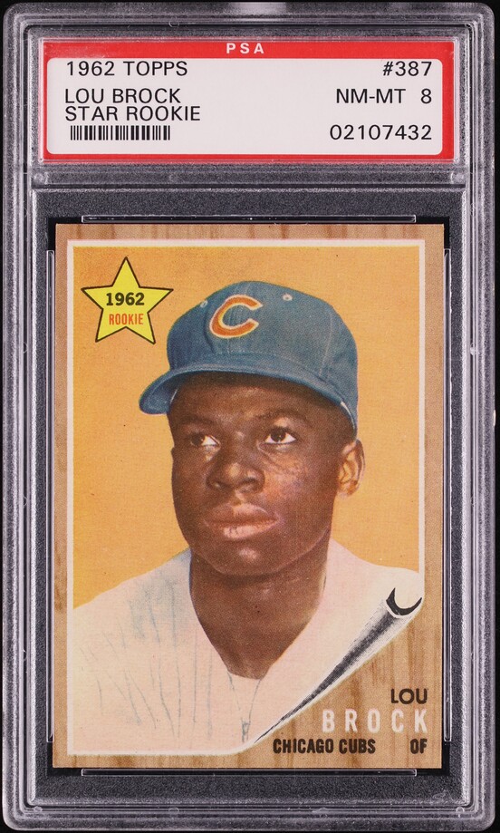 1962 Topps Lou Brock ROOKIE #387 PSA 8 NM-MT