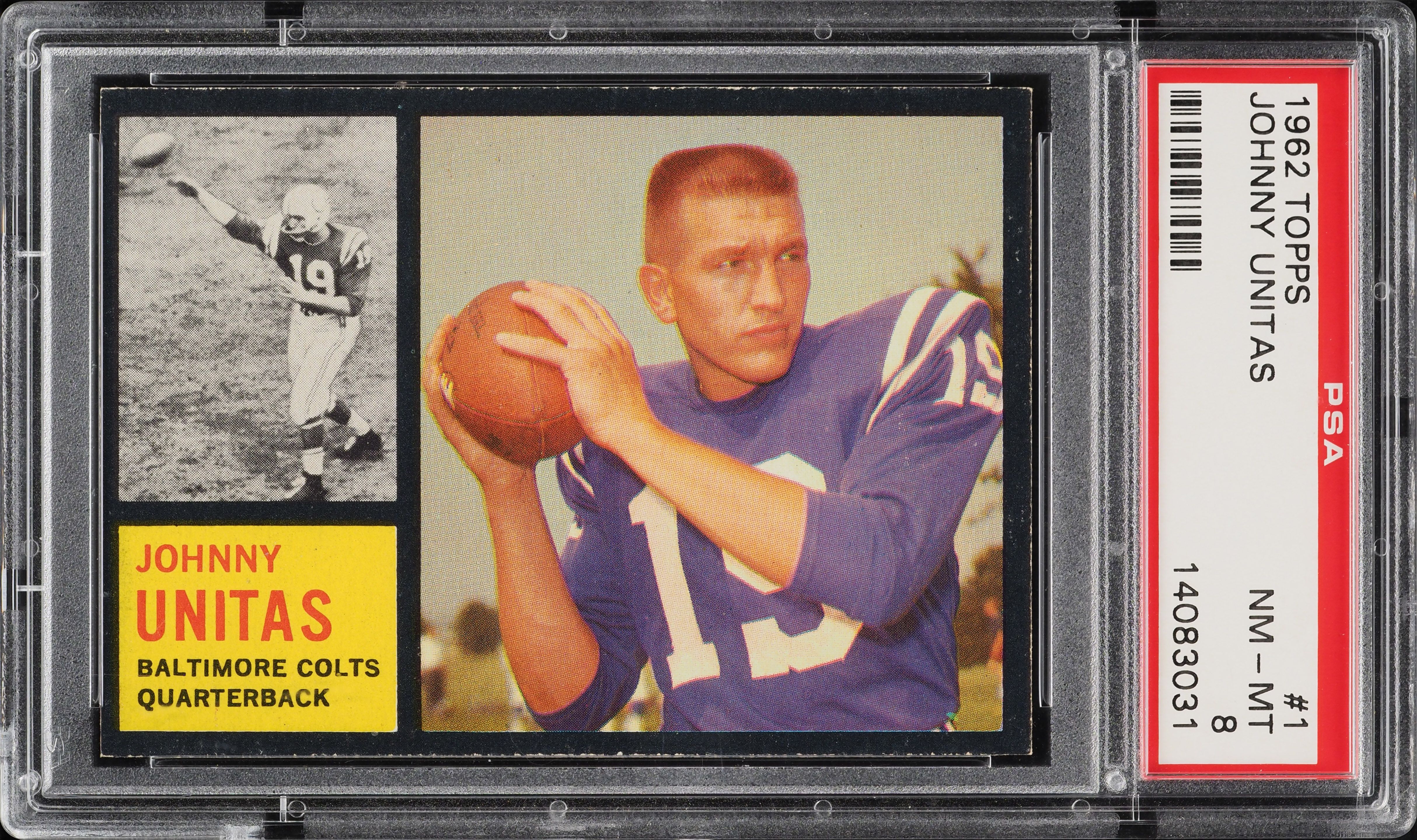 1962 Topps Football Johnny Unitas #1 PSA 8 NM-MT