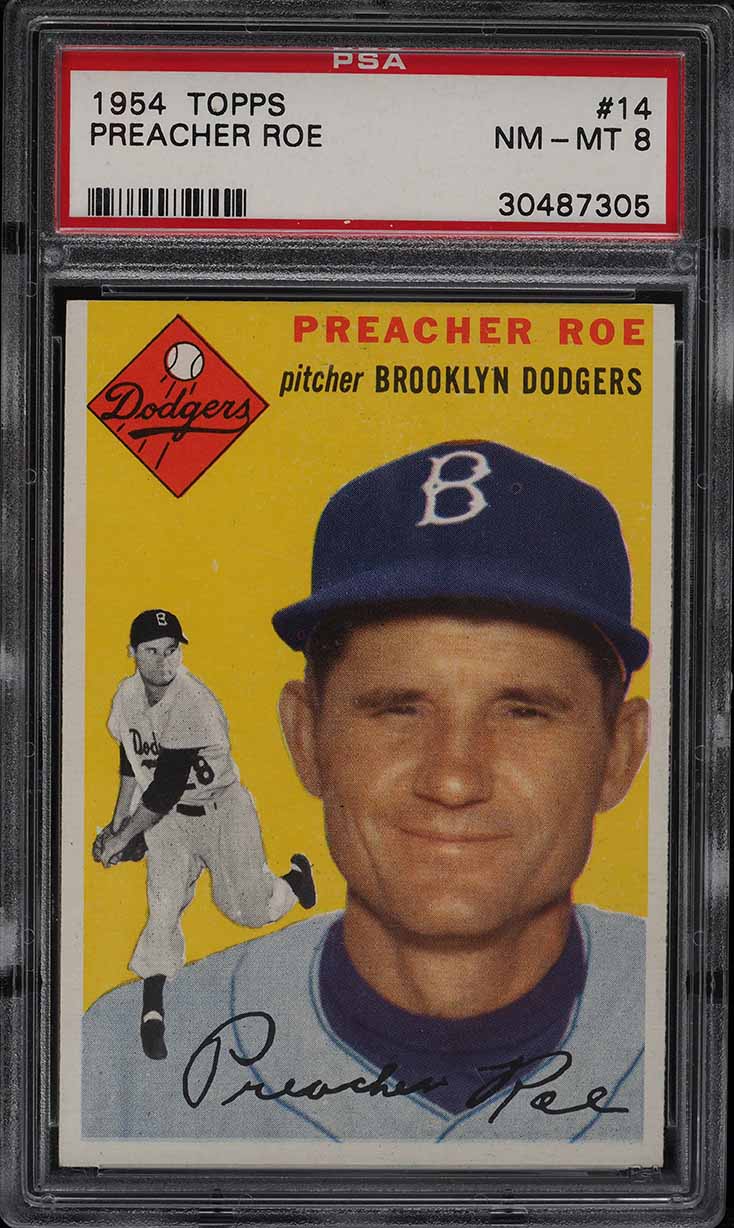 1954 Topps Preacher Roe #14 PSA 8 NM-MT