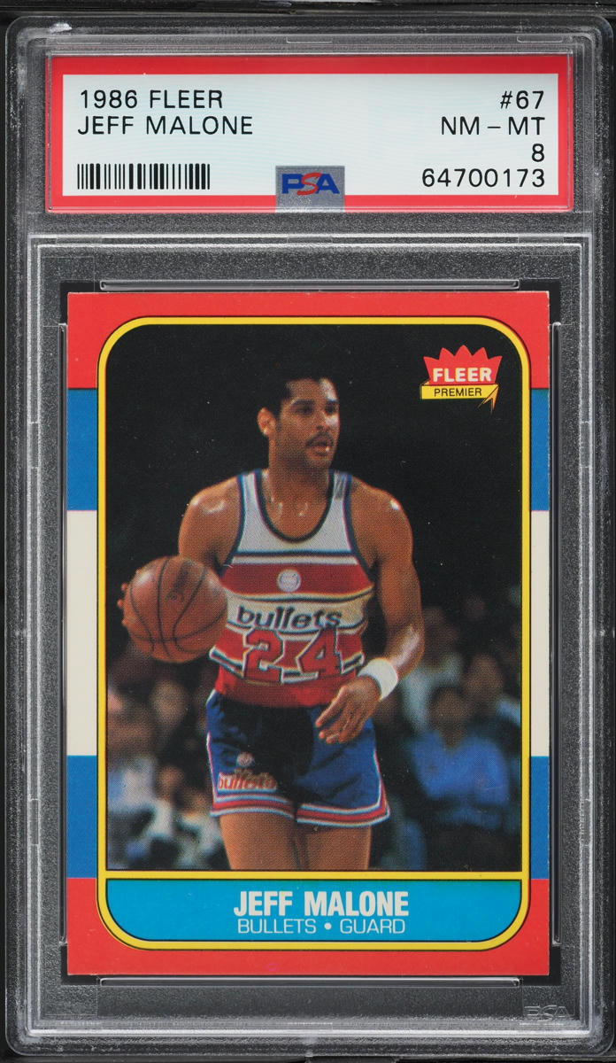 1986 Fleer Basketball Jeff Malone ROOKIE #67 PSA 8 NM-MT