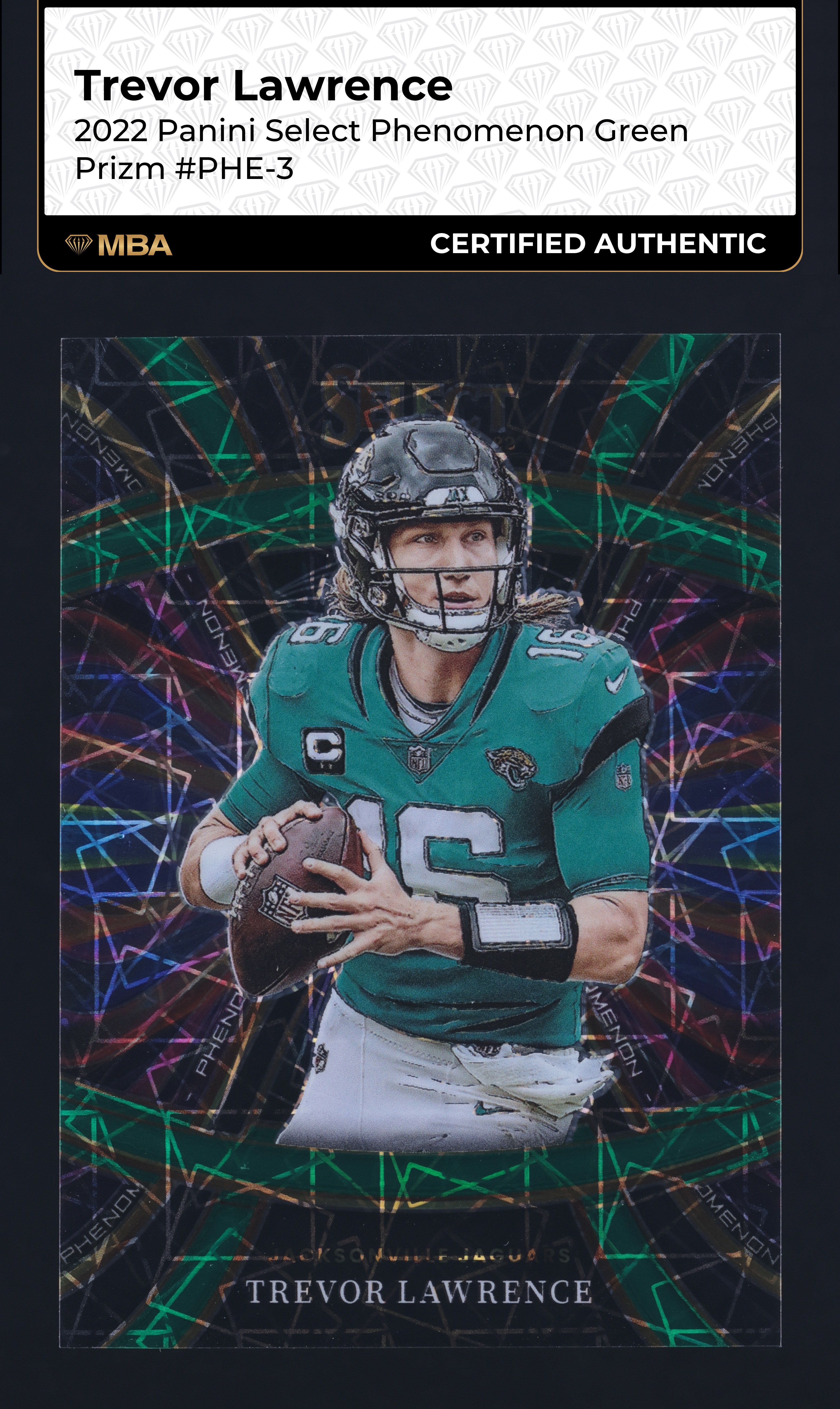 2022 Select Phenomenon Green Prizm Trevor Lawrence /5 #PHE-3 MBA AUTH