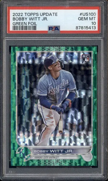 2022 Topps Update Green Foil #US100 Bobby Witt Jr. RC /499 PSA 10