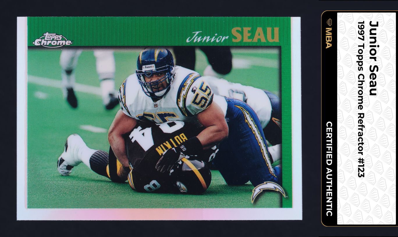 1997 Topps Chrome Refractor Junior Seau #123 MBA AUTH