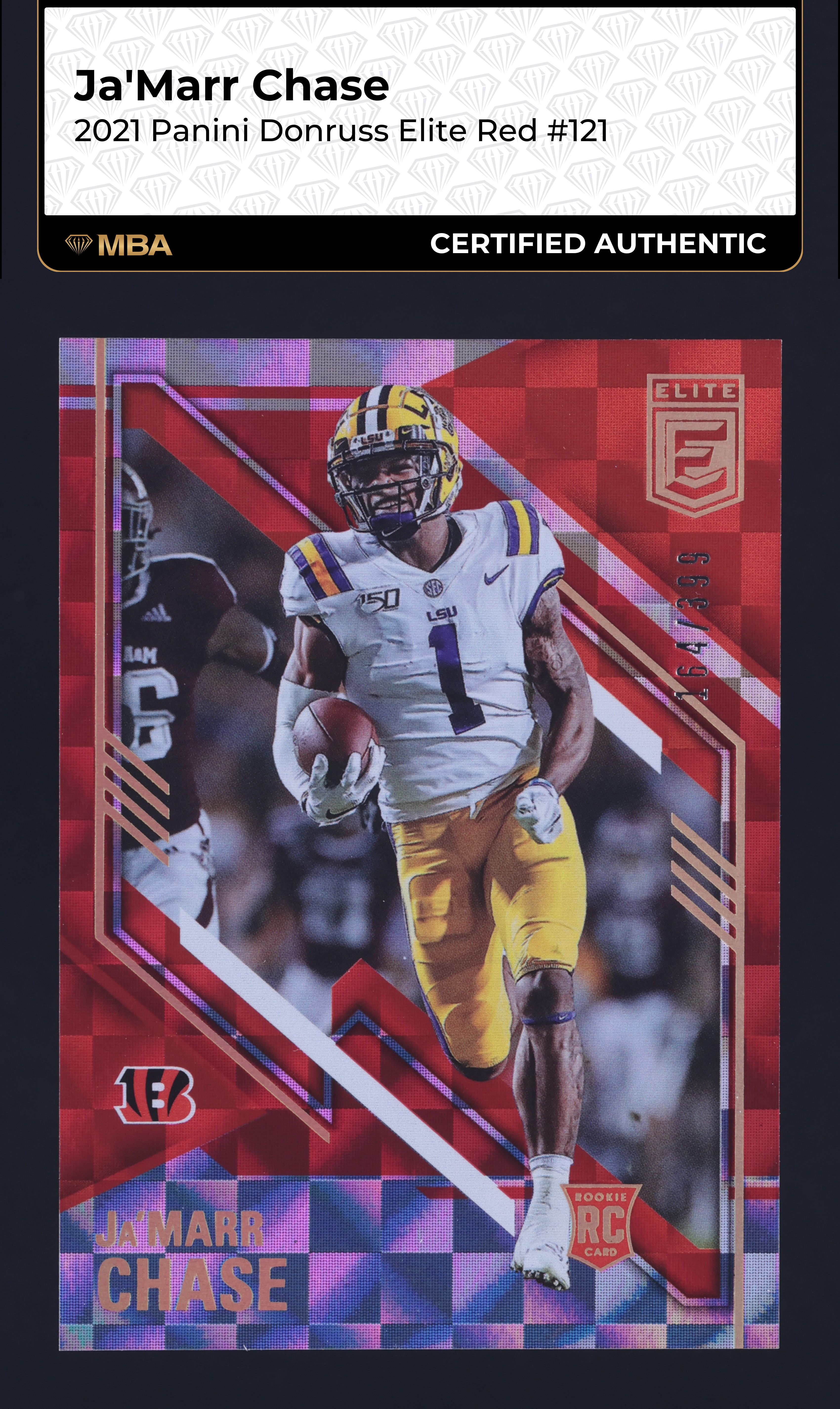 2021 Donruss Elite Red Ja'Marr Chase ROOKIE /399 #121 MBA AUTH