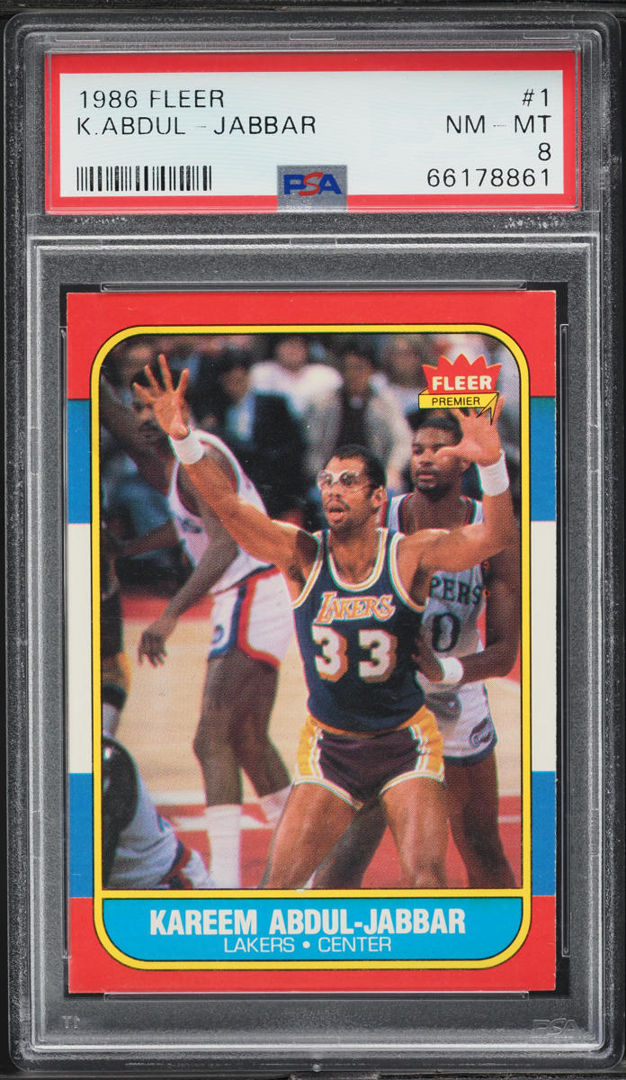 1986 Fleer Basketball Kareem Abdul-Jabbar #1 PSA 8 NM-MT