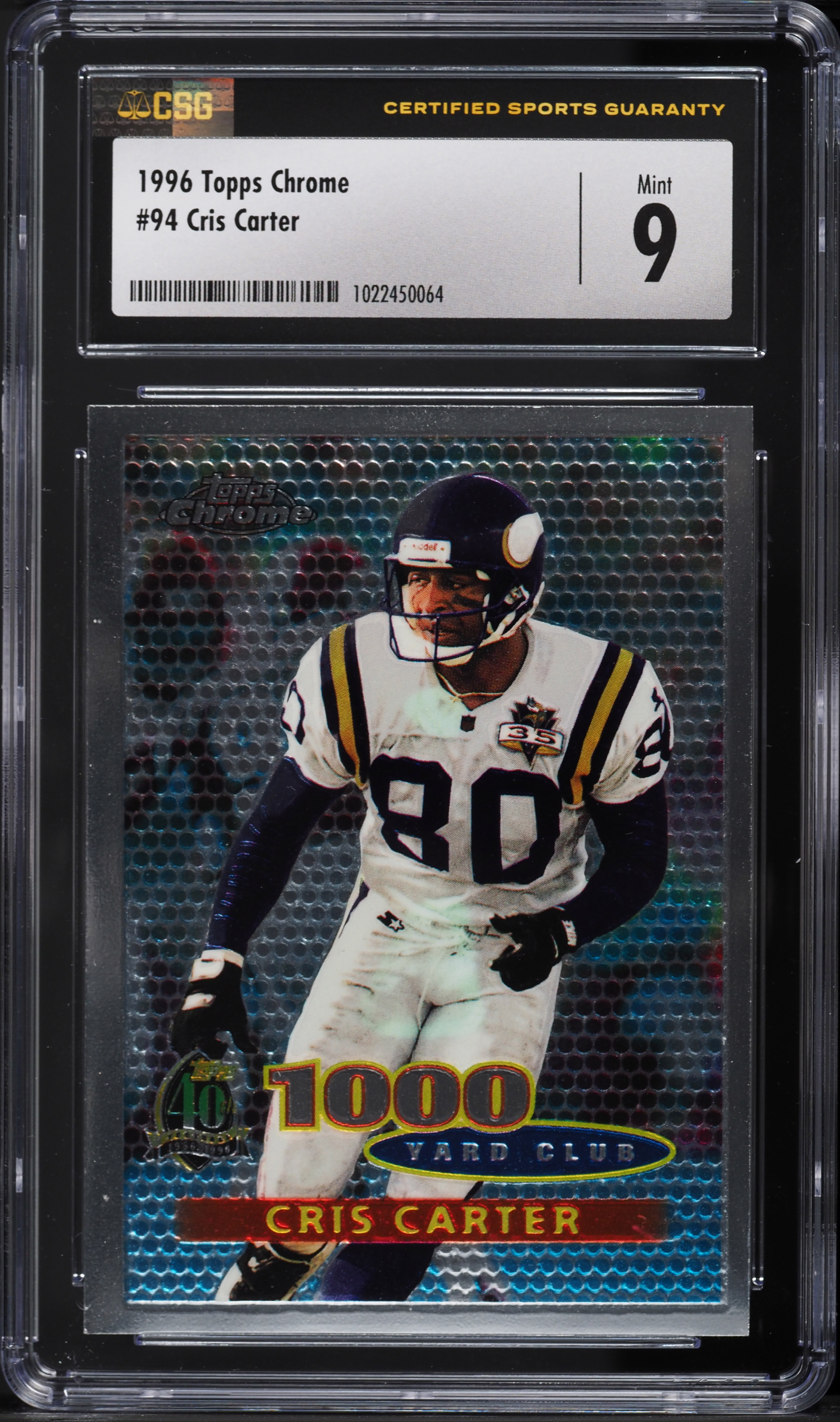 1996 Topps Chrome Cris Carter #94 CSG 9 MINT