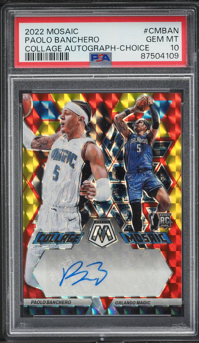 2022 Panini Mosaic Collage Choice Paolo Banchero ROOKIE AUTO #CM-BAN PSA 10 GEM