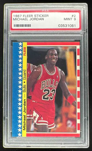1987-88 Fleer Stickers #2 Michael Jordan PSA 9