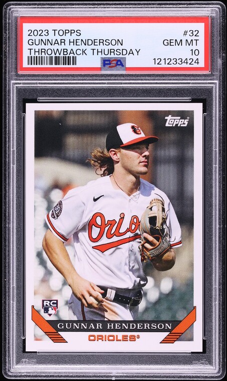 2023 Topps Throwback Thursday Gunnar Henderson ROOKIE #32 PSA 10 GEM MINT