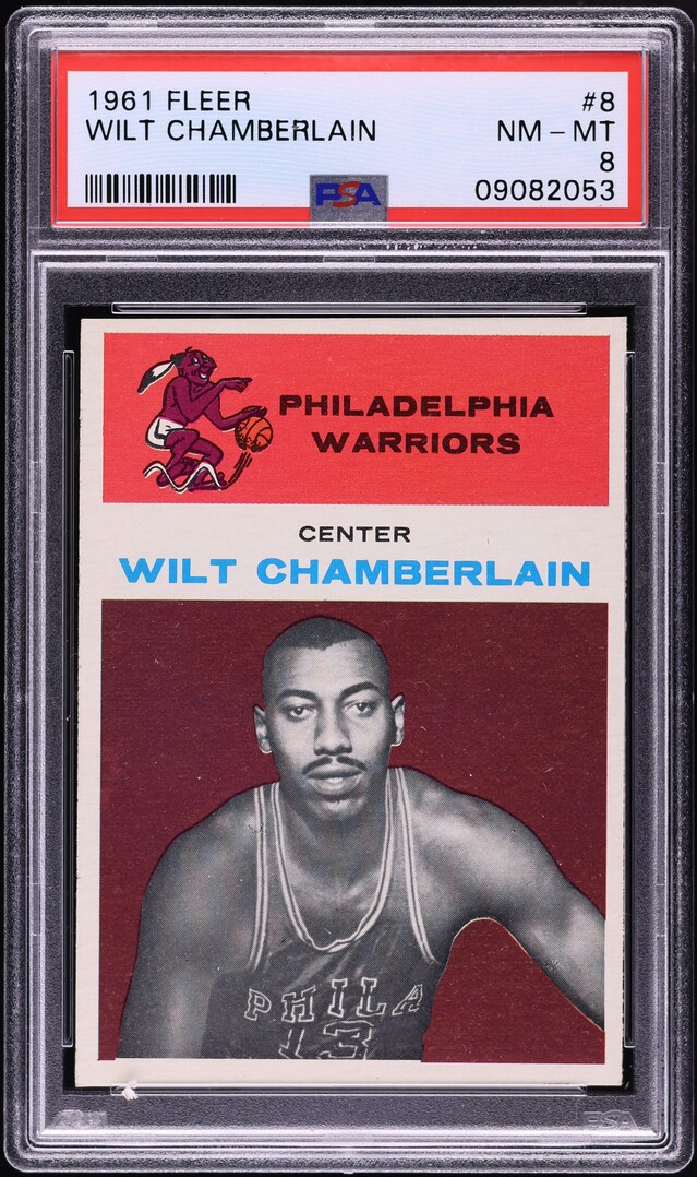 1961 Fleer Basketball Wilt Chamberlain ROOKIE #8 PSA 8 NM-MT