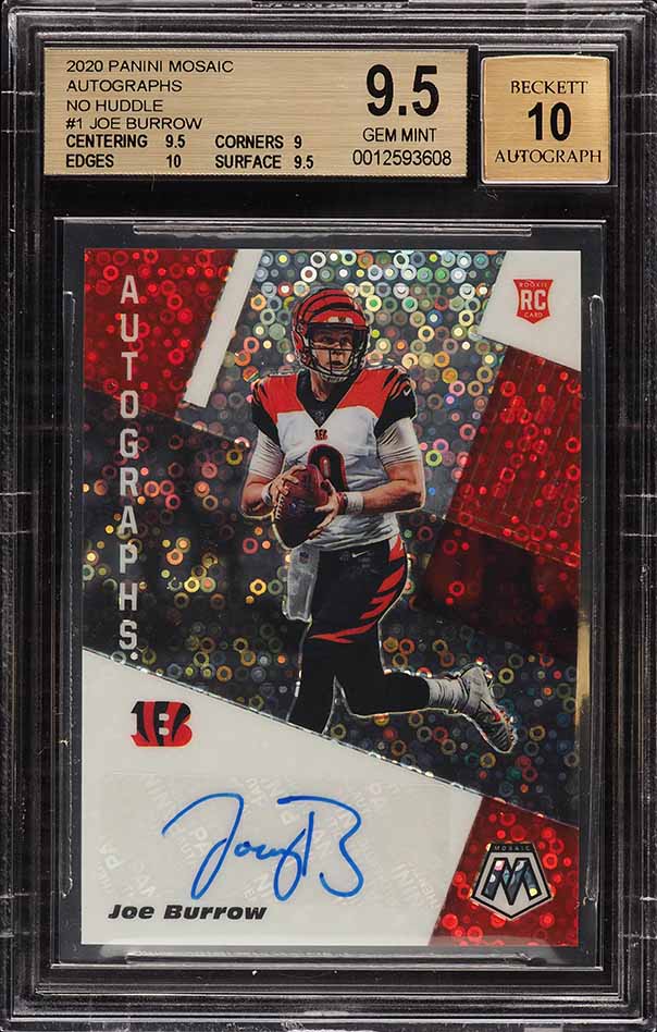 2020 Panini Mosaic No Huddle Joe Burrow ROOKIE AUTO #1 BGS 9.5 GEM MINT