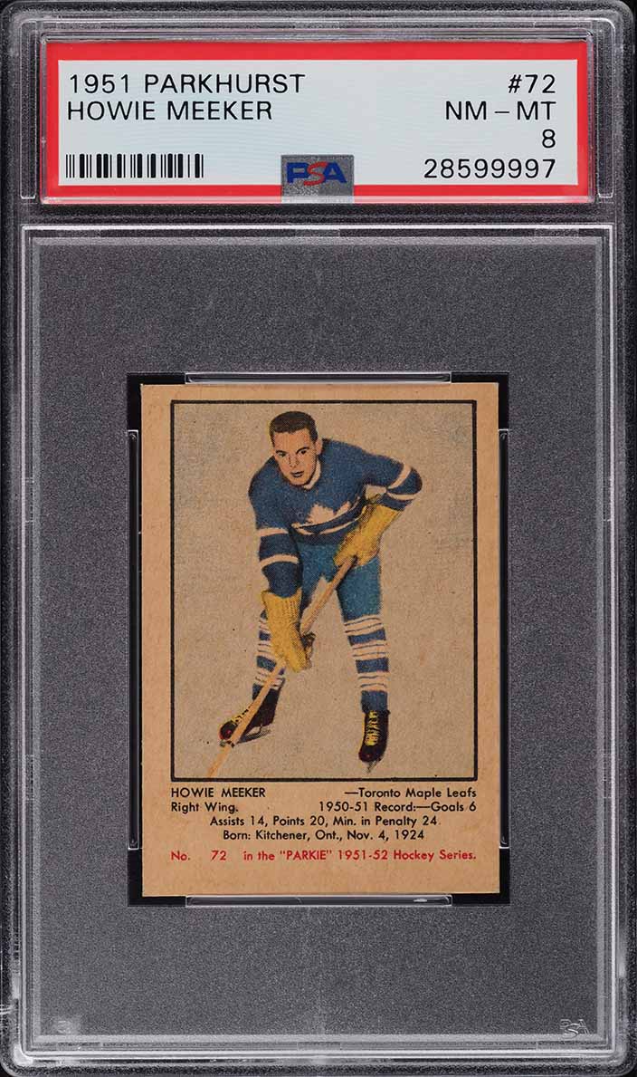1951 Parkhurst Howie Meeker ROOKIE RC #72 PSA 8 NM-MT