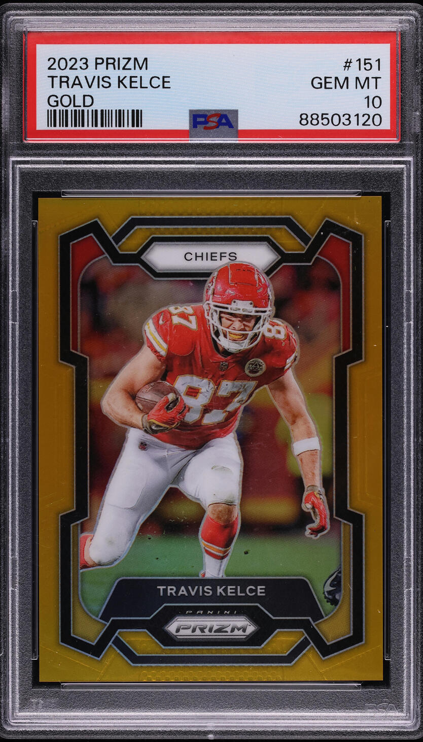 2023 Panini Prizm Gold Travis Kelce 10/10 #151 PSA 10 GEM MINT