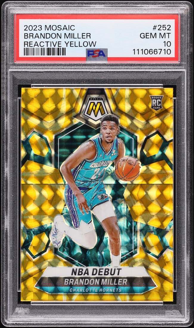2023 Panini Mosaic Reactive Yellow Brandon Miller ROOKIE #252 PSA 10 GEM MINT