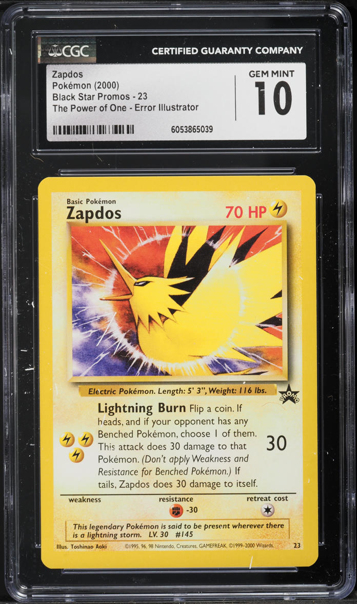 2000 Pokemon Black Star Promo The Power Of One Aoki Error Zapdos #23 CGC 10 GEM