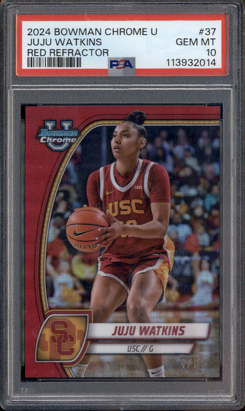 2024 Bowman Chrome University Red Refractor #37 Juju Watkins /5 PSA 10