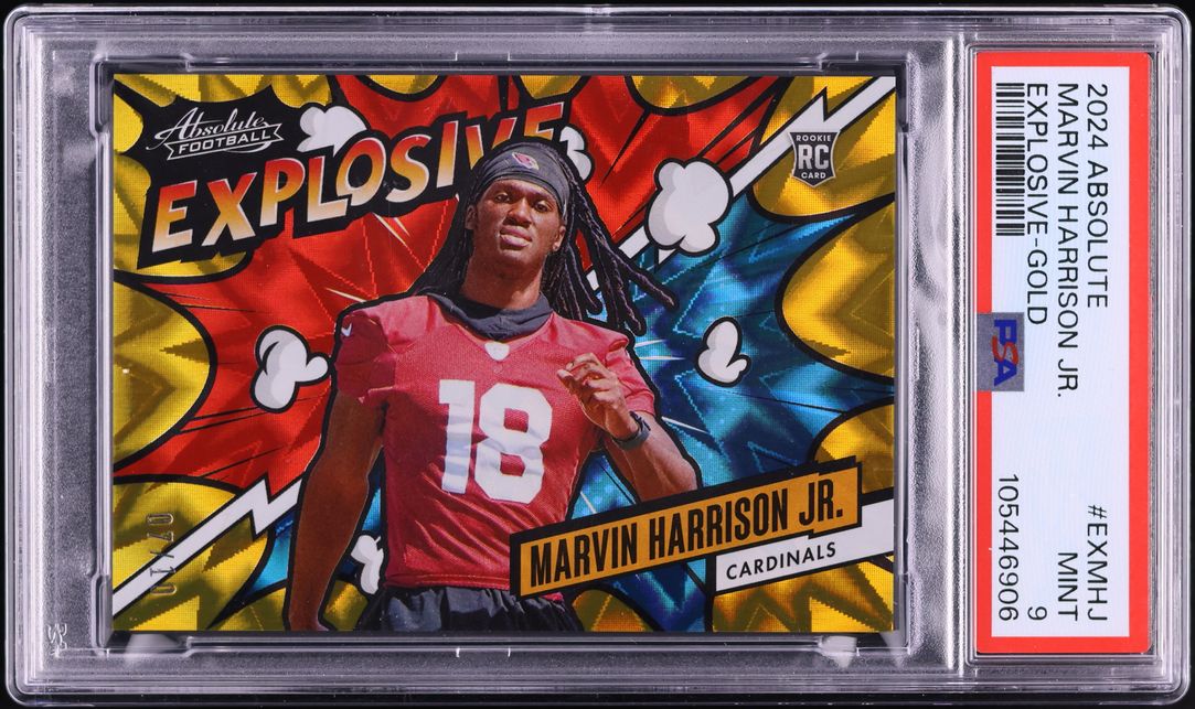 2024 Absolute Explosive Gold Marvin Harrison Jr. ROOKIE /10 #EX-MHJ PSA 9 MINT
