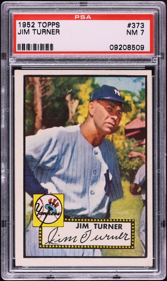 1952 Topps Jim Turner ROOKIE #373 PSA 7 NRMT