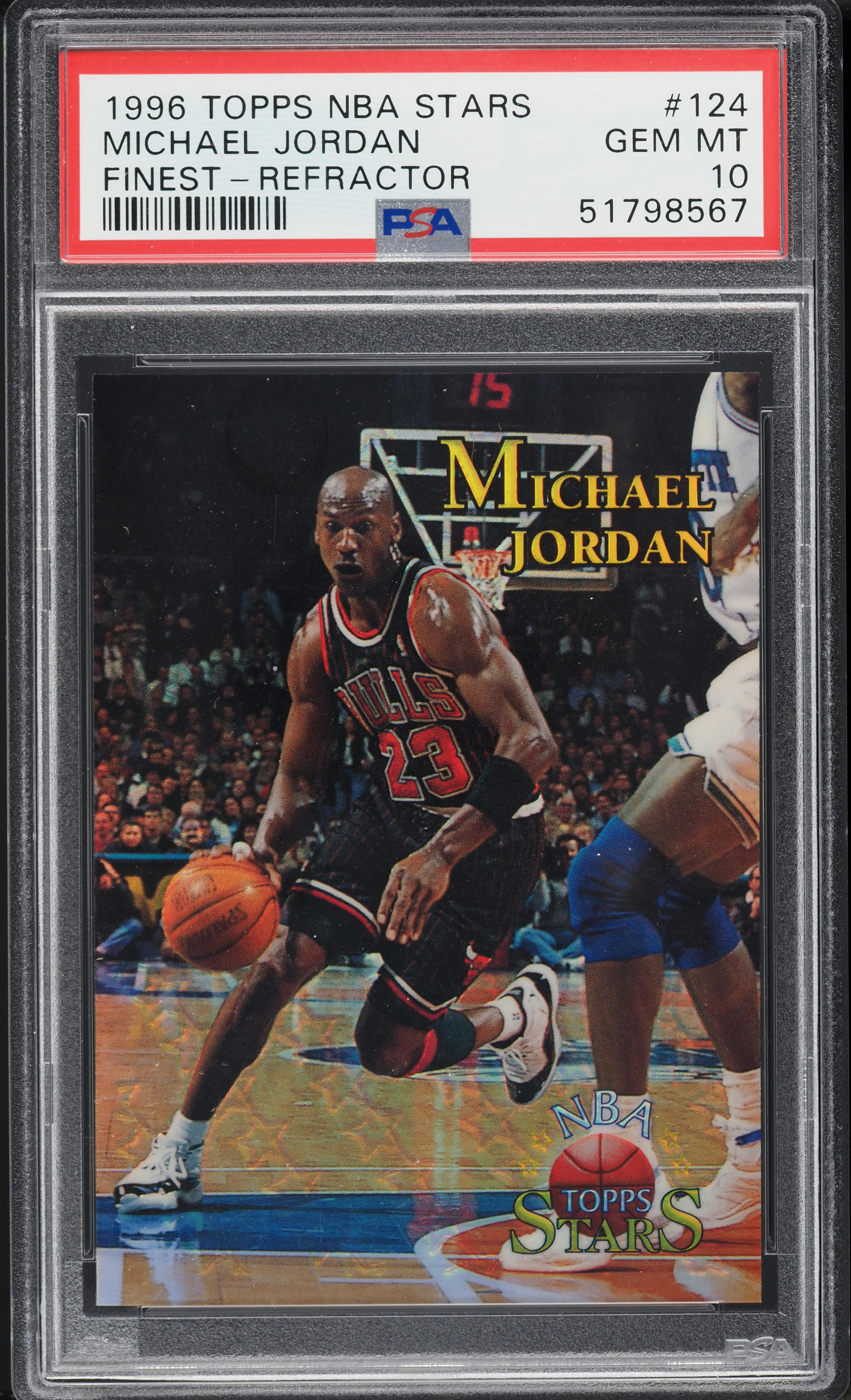 1996 Topps NBA Stars Finest Refractor Michael Jordan #124 PSA 10 GEM MINT