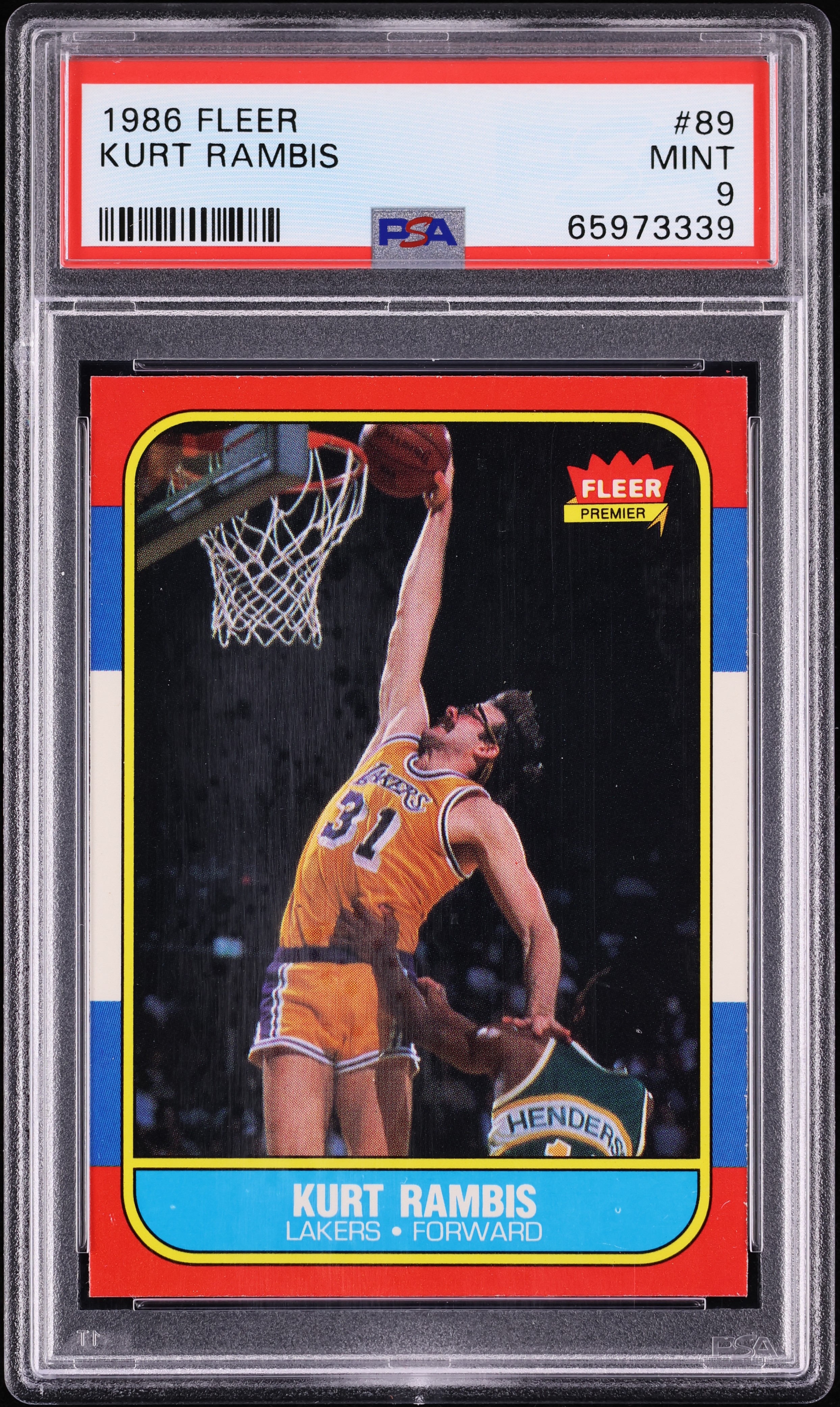 1986 Fleer Basketball Kurt Rambis ROOKIE #89 PSA 9 MINT